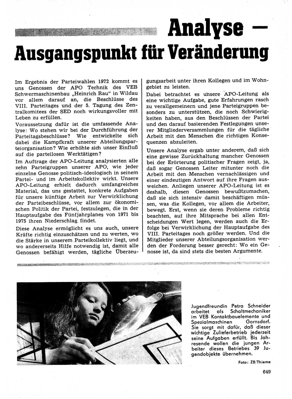 Neuer Weg (NW), Organ des Zentralkomitees (ZK) der SED (Sozialistische Einheitspartei Deutschlands) für Fragen des Parteilebens, 27. Jahrgang [Deutsche Demokratische Republik (DDR)] 1972, Seite 649 (NW ZK SED DDR 1972, S. 649)
