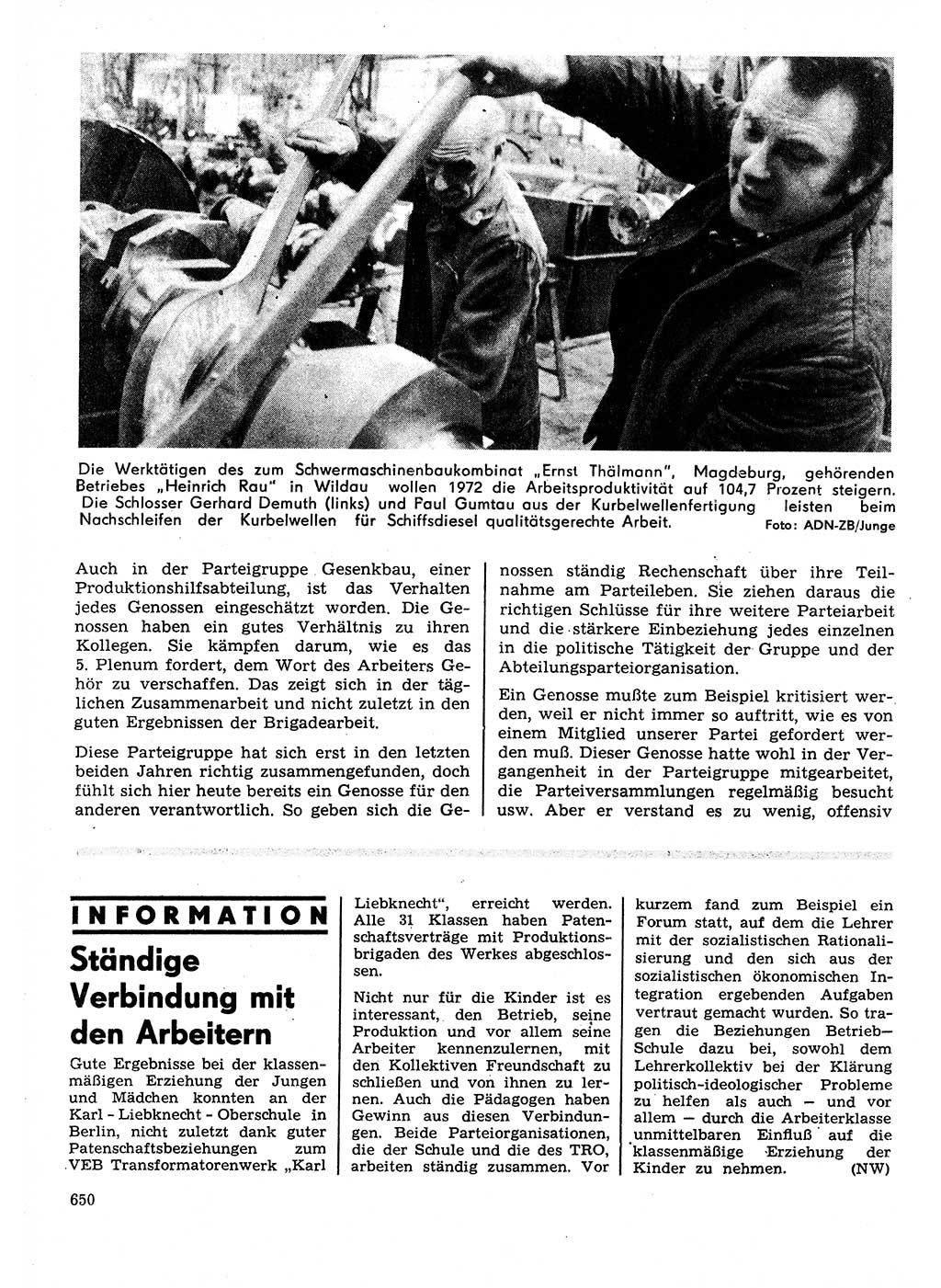 Neuer Weg (NW), Organ des Zentralkomitees (ZK) der SED (Sozialistische Einheitspartei Deutschlands) für Fragen des Parteilebens, 27. Jahrgang [Deutsche Demokratische Republik (DDR)] 1972, Seite 650 (NW ZK SED DDR 1972, S. 650)