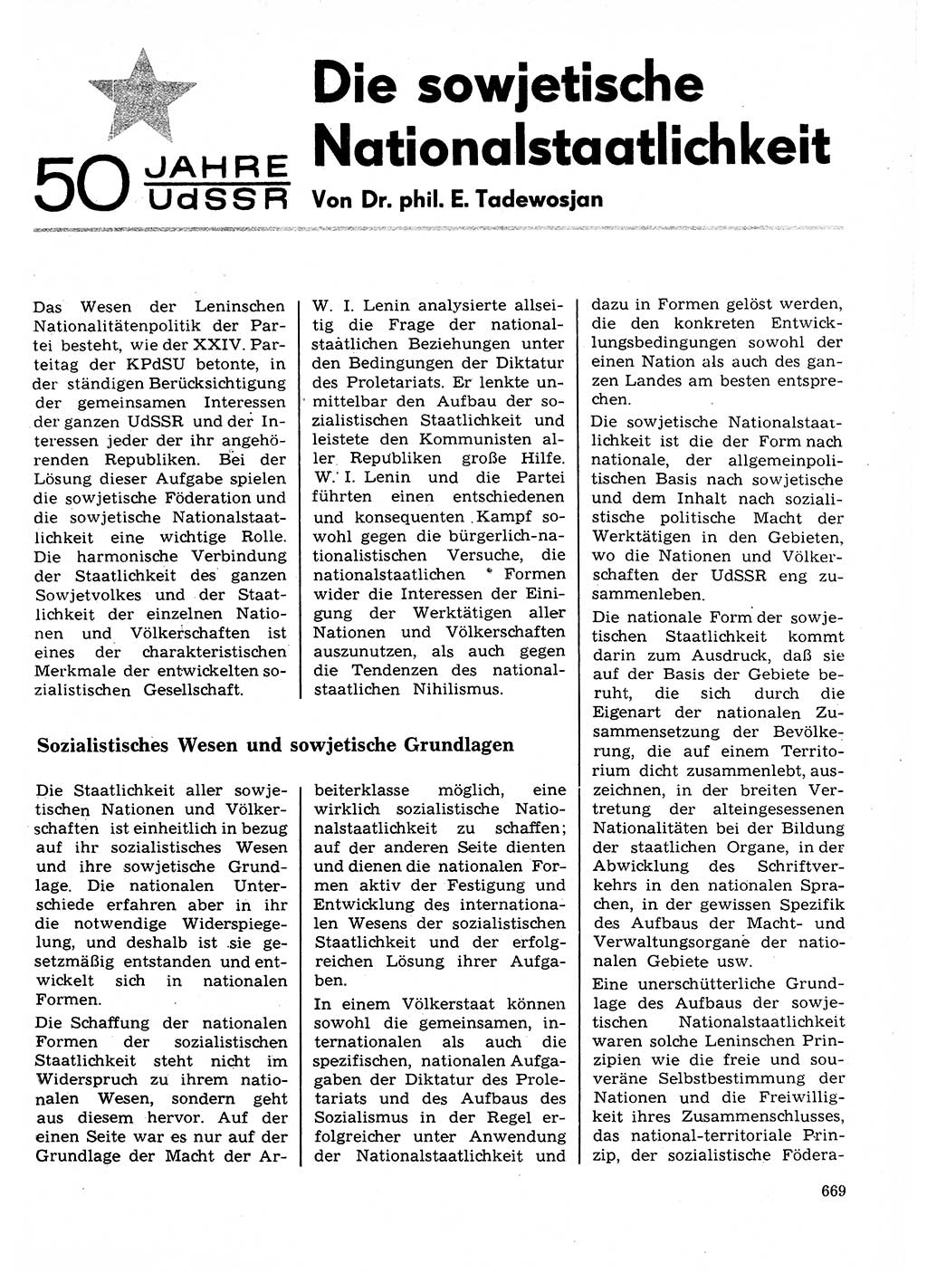 Neuer Weg (NW), Organ des Zentralkomitees (ZK) der SED (Sozialistische Einheitspartei Deutschlands) für Fragen des Parteilebens, 27. Jahrgang [Deutsche Demokratische Republik (DDR)] 1972, Seite 669 (NW ZK SED DDR 1972, S. 669)