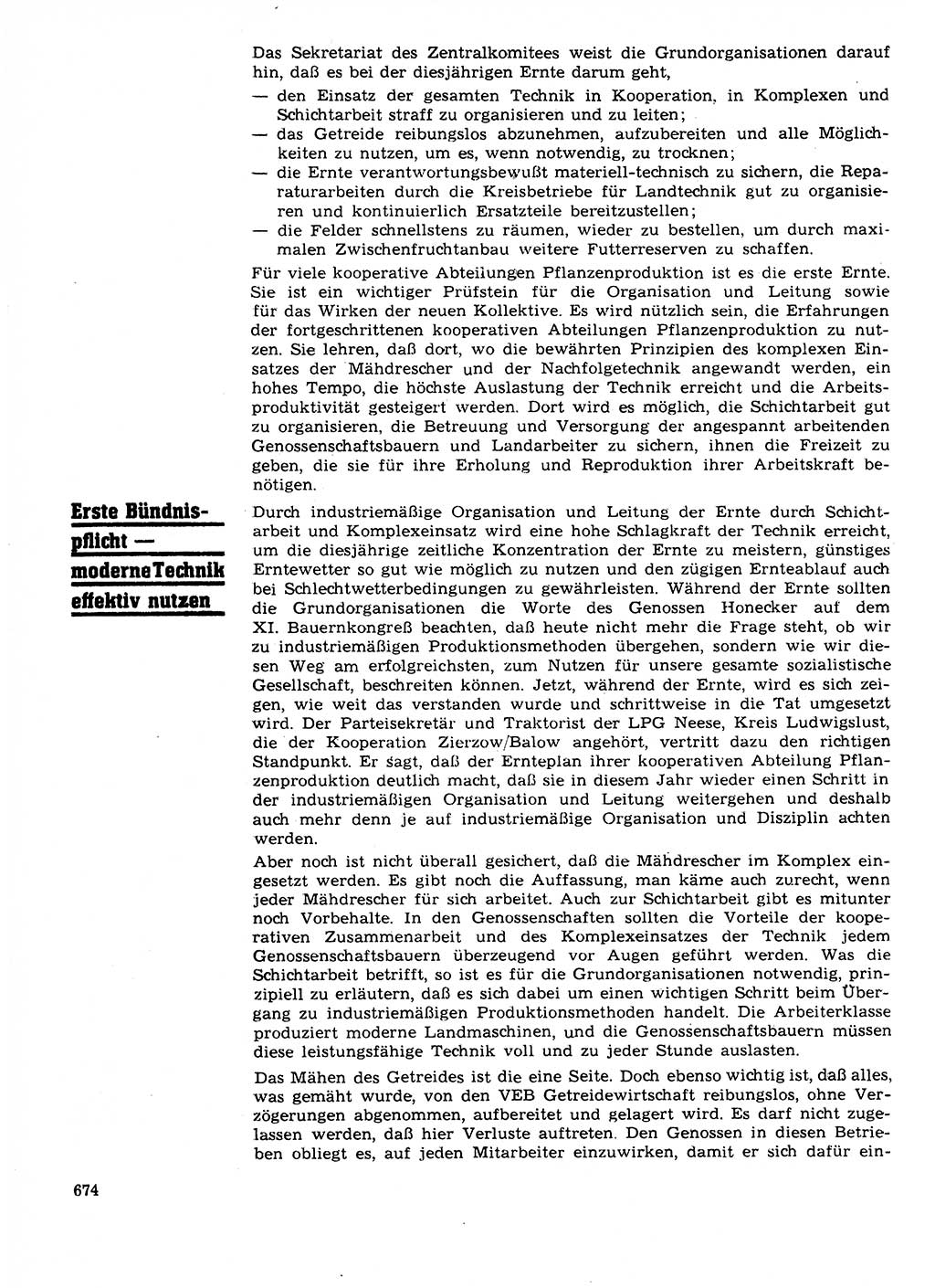 Neuer Weg (NW), Organ des Zentralkomitees (ZK) der SED (Sozialistische Einheitspartei Deutschlands) für Fragen des Parteilebens, 27. Jahrgang [Deutsche Demokratische Republik (DDR)] 1972, Seite 674 (NW ZK SED DDR 1972, S. 674)