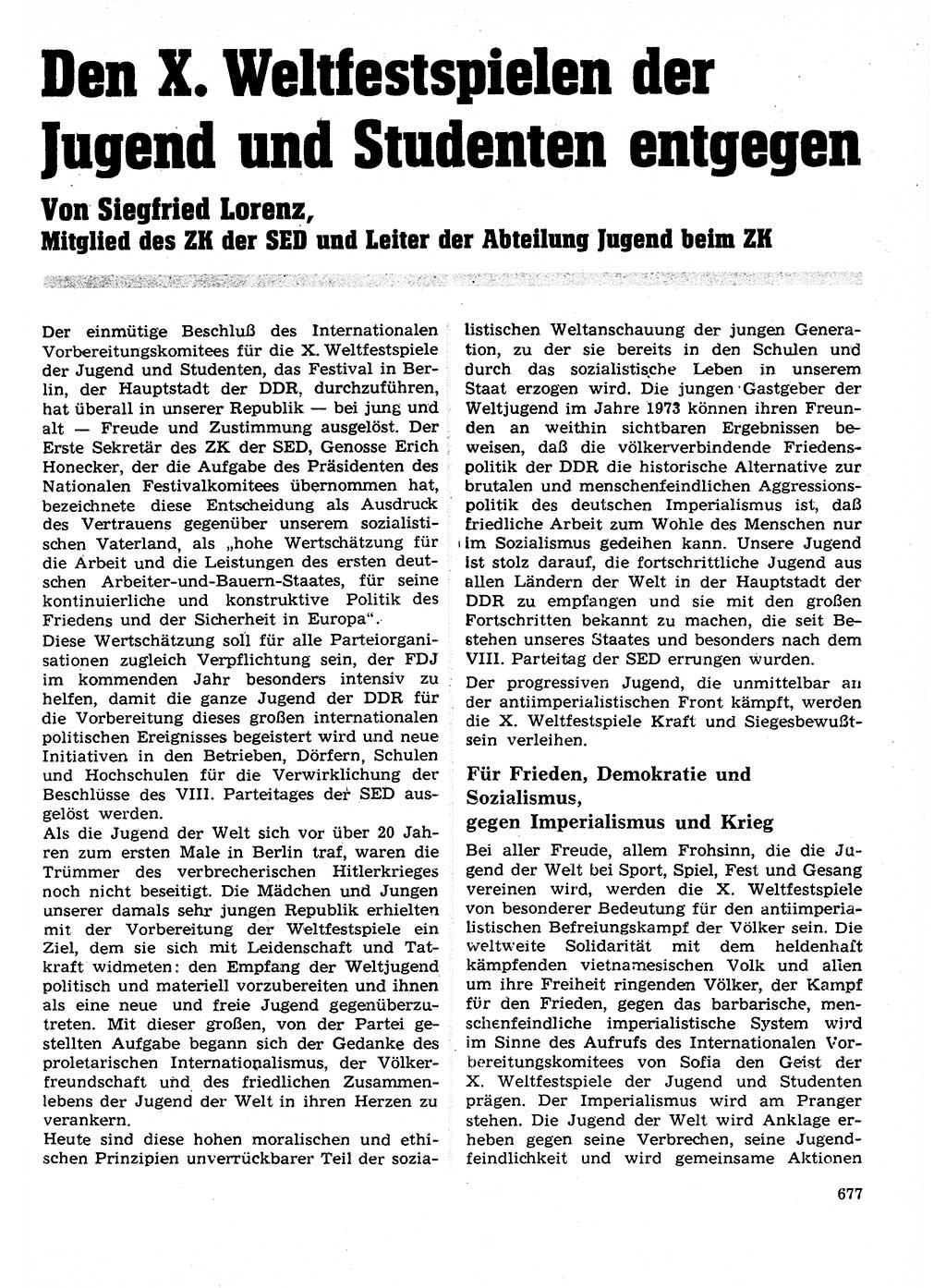 Neuer Weg (NW), Organ des Zentralkomitees (ZK) der SED (Sozialistische Einheitspartei Deutschlands) für Fragen des Parteilebens, 27. Jahrgang [Deutsche Demokratische Republik (DDR)] 1972, Seite 677 (NW ZK SED DDR 1972, S. 677)