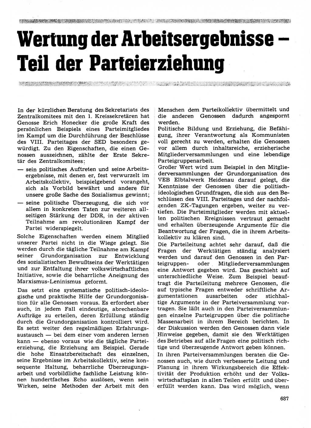 Neuer Weg (NW), Organ des Zentralkomitees (ZK) der SED (Sozialistische Einheitspartei Deutschlands) für Fragen des Parteilebens, 27. Jahrgang [Deutsche Demokratische Republik (DDR)] 1972, Seite 687 (NW ZK SED DDR 1972, S. 687)