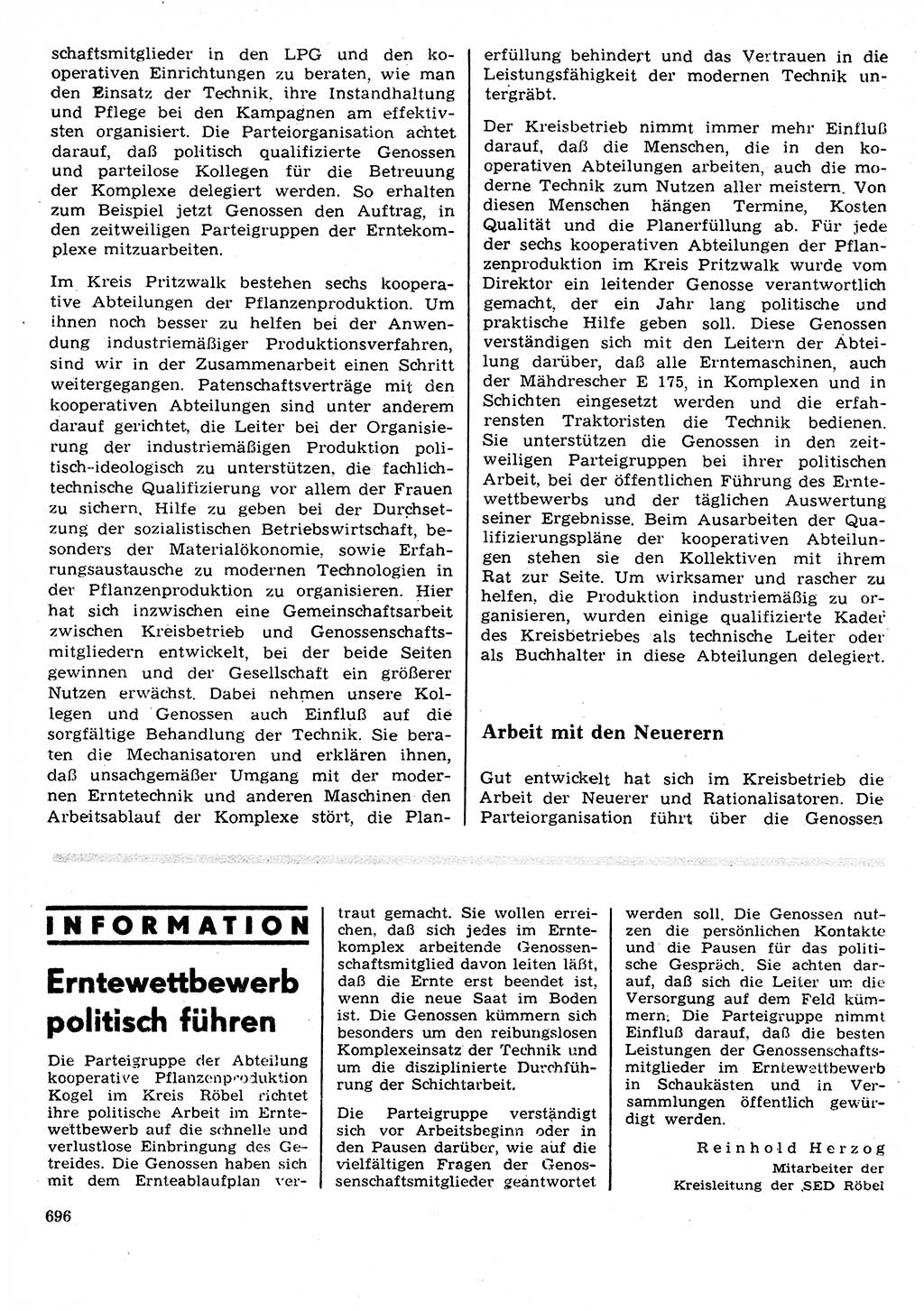 Neuer Weg (NW), Organ des Zentralkomitees (ZK) der SED (Sozialistische Einheitspartei Deutschlands) für Fragen des Parteilebens, 27. Jahrgang [Deutsche Demokratische Republik (DDR)] 1972, Seite 696 (NW ZK SED DDR 1972, S. 696)