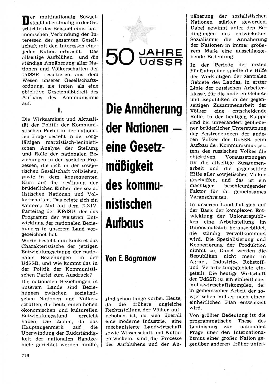 Neuer Weg (NW), Organ des Zentralkomitees (ZK) der SED (Sozialistische Einheitspartei Deutschlands) für Fragen des Parteilebens, 27. Jahrgang [Deutsche Demokratische Republik (DDR)] 1972, Seite 716 (NW ZK SED DDR 1972, S. 716)