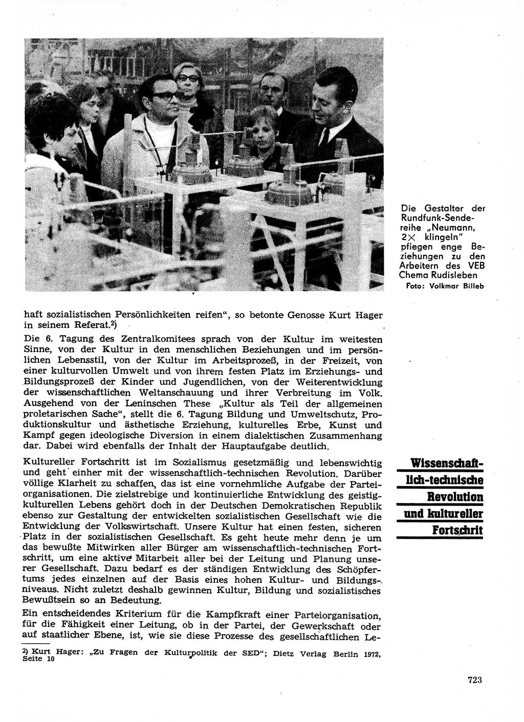 Neuer Weg (NW), Organ des Zentralkomitees (ZK) der SED (Sozialistische Einheitspartei Deutschlands) für Fragen des Parteilebens, 27. Jahrgang [Deutsche Demokratische Republik (DDR)] 1972, Seite 723 (NW ZK SED DDR 1972, S. 723)