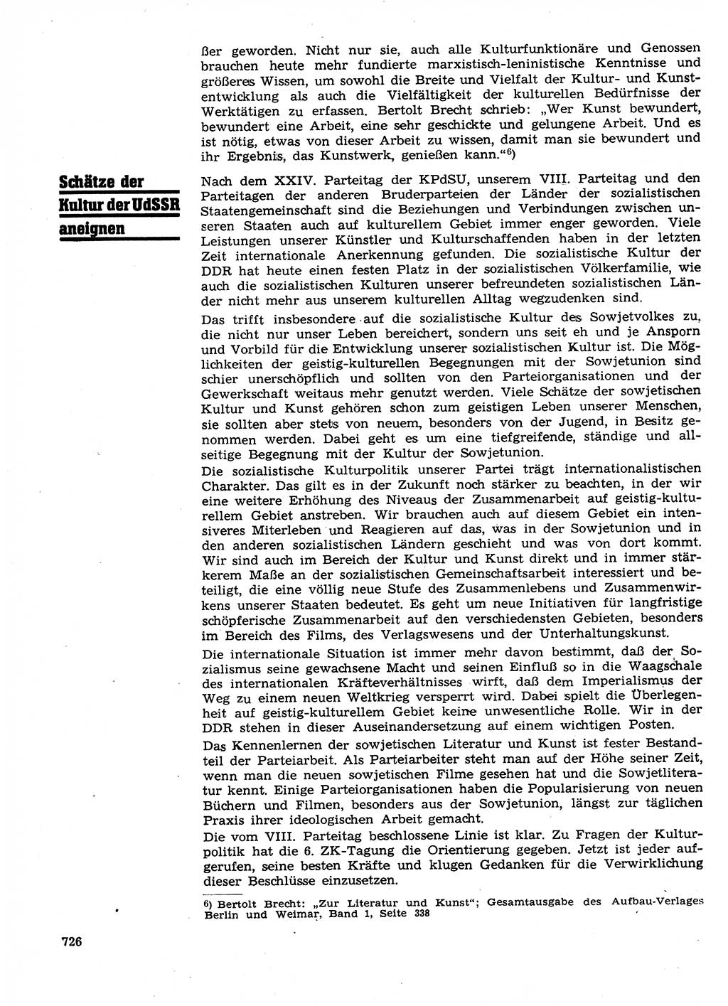Neuer Weg (NW), Organ des Zentralkomitees (ZK) der SED (Sozialistische Einheitspartei Deutschlands) für Fragen des Parteilebens, 27. Jahrgang [Deutsche Demokratische Republik (DDR)] 1972, Seite 726 (NW ZK SED DDR 1972, S. 726)