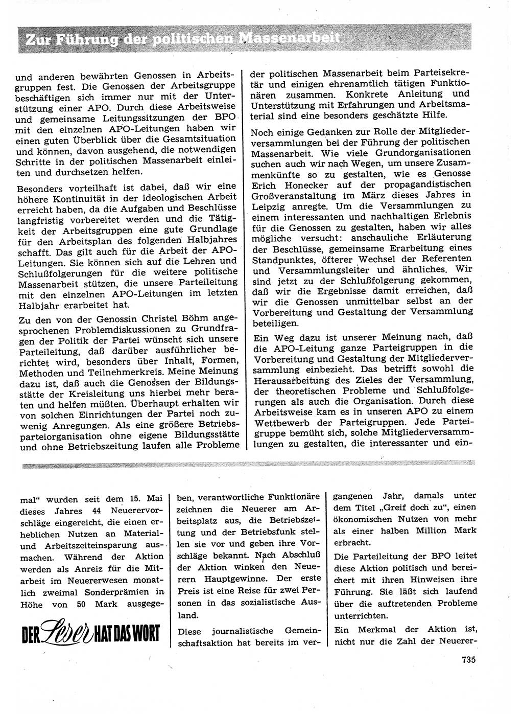 Neuer Weg (NW), Organ des Zentralkomitees (ZK) der SED (Sozialistische Einheitspartei Deutschlands) für Fragen des Parteilebens, 27. Jahrgang [Deutsche Demokratische Republik (DDR)] 1972, Seite 735 (NW ZK SED DDR 1972, S. 735)