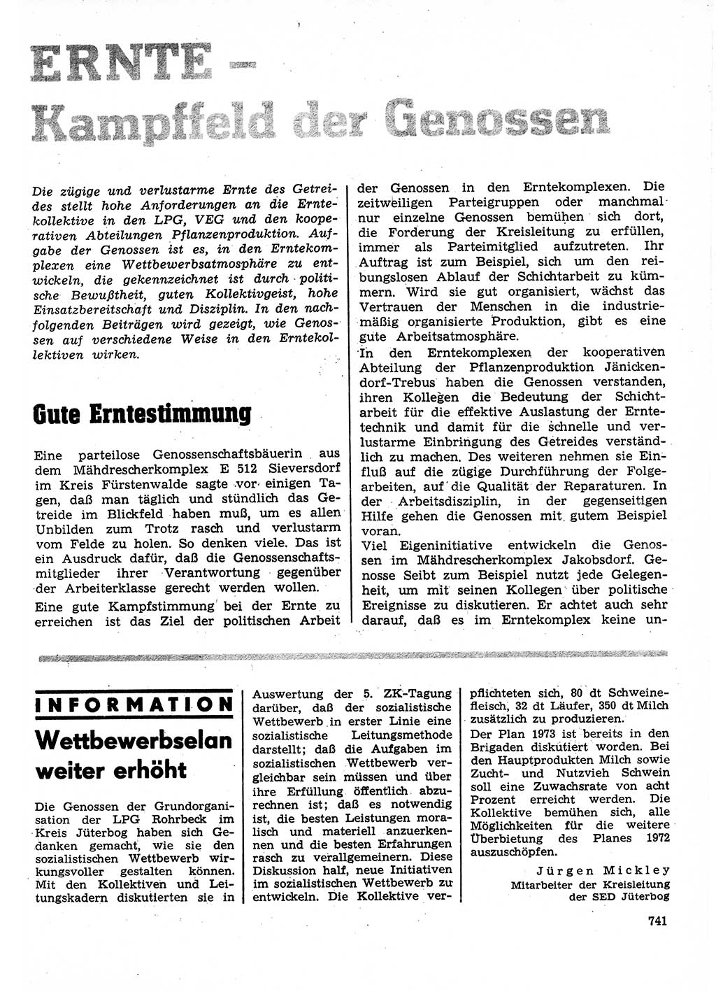 Neuer Weg (NW), Organ des Zentralkomitees (ZK) der SED (Sozialistische Einheitspartei Deutschlands) für Fragen des Parteilebens, 27. Jahrgang [Deutsche Demokratische Republik (DDR)] 1972, Seite 741 (NW ZK SED DDR 1972, S. 741)