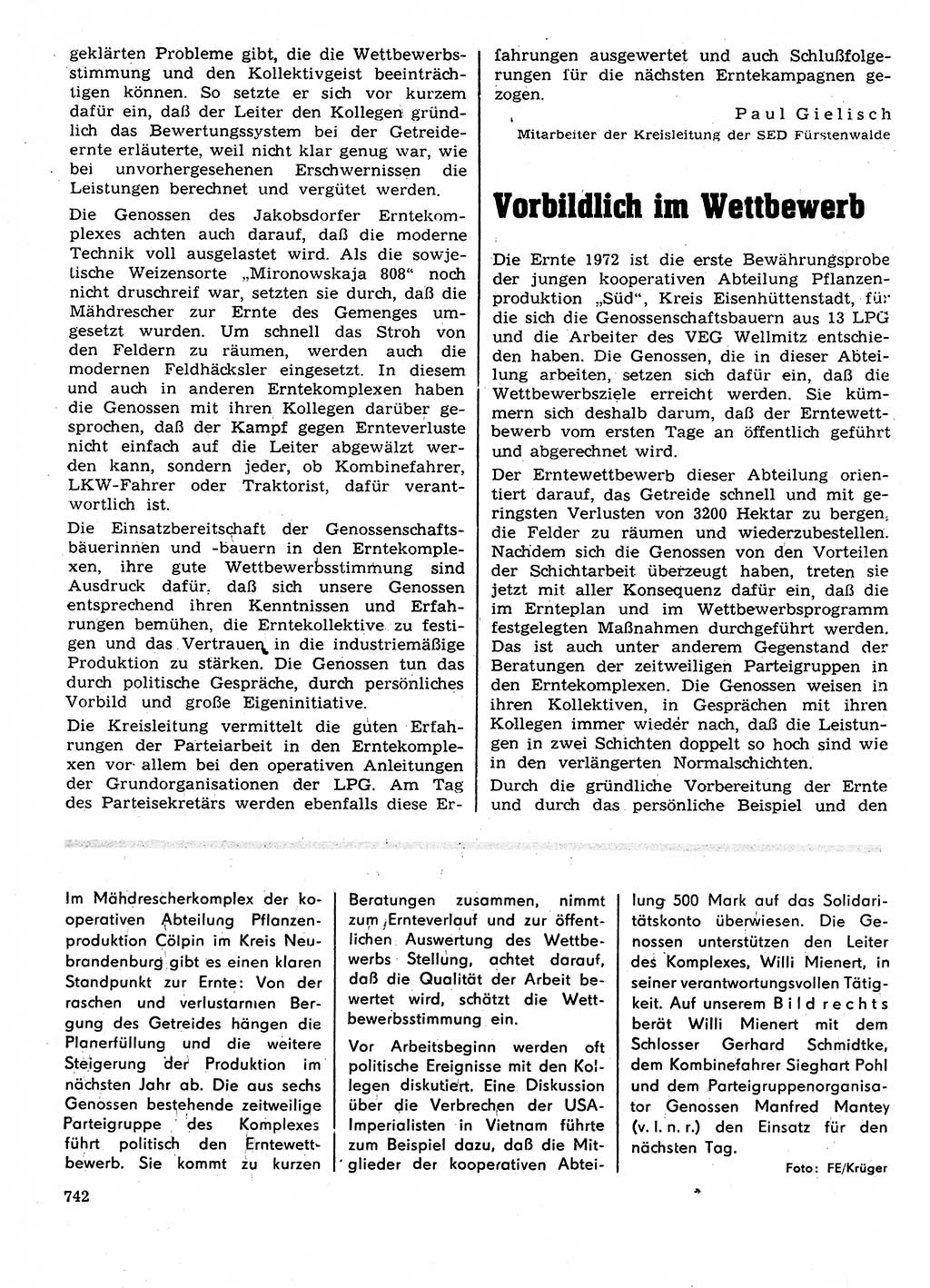 Neuer Weg (NW), Organ des Zentralkomitees (ZK) der SED (Sozialistische Einheitspartei Deutschlands) für Fragen des Parteilebens, 27. Jahrgang [Deutsche Demokratische Republik (DDR)] 1972, Seite 742 (NW ZK SED DDR 1972, S. 742)
