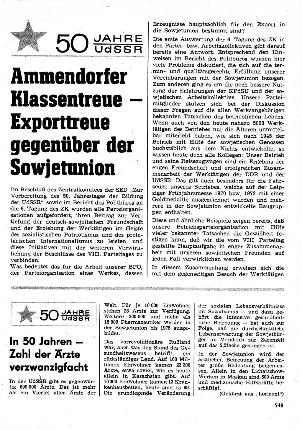 Neuer Weg (NW), Organ des Zentralkomitees (ZK) der SED (Sozialistische Einheitspartei Deutschlands) für Fragen des Parteilebens, 27. Jahrgang [Deutsche Demokratische Republik (DDR)] 1972, Seite 749 (NW ZK SED DDR 1972, S. 749)
