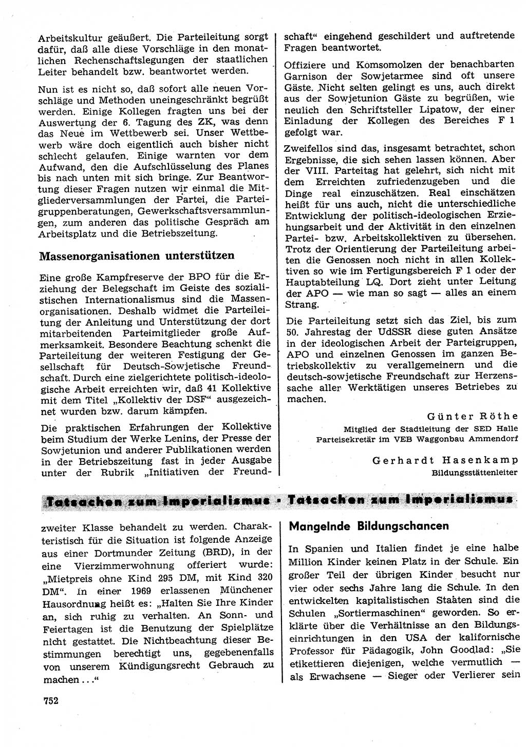 Neuer Weg (NW), Organ des Zentralkomitees (ZK) der SED (Sozialistische Einheitspartei Deutschlands) für Fragen des Parteilebens, 27. Jahrgang [Deutsche Demokratische Republik (DDR)] 1972, Seite 752 (NW ZK SED DDR 1972, S. 752)