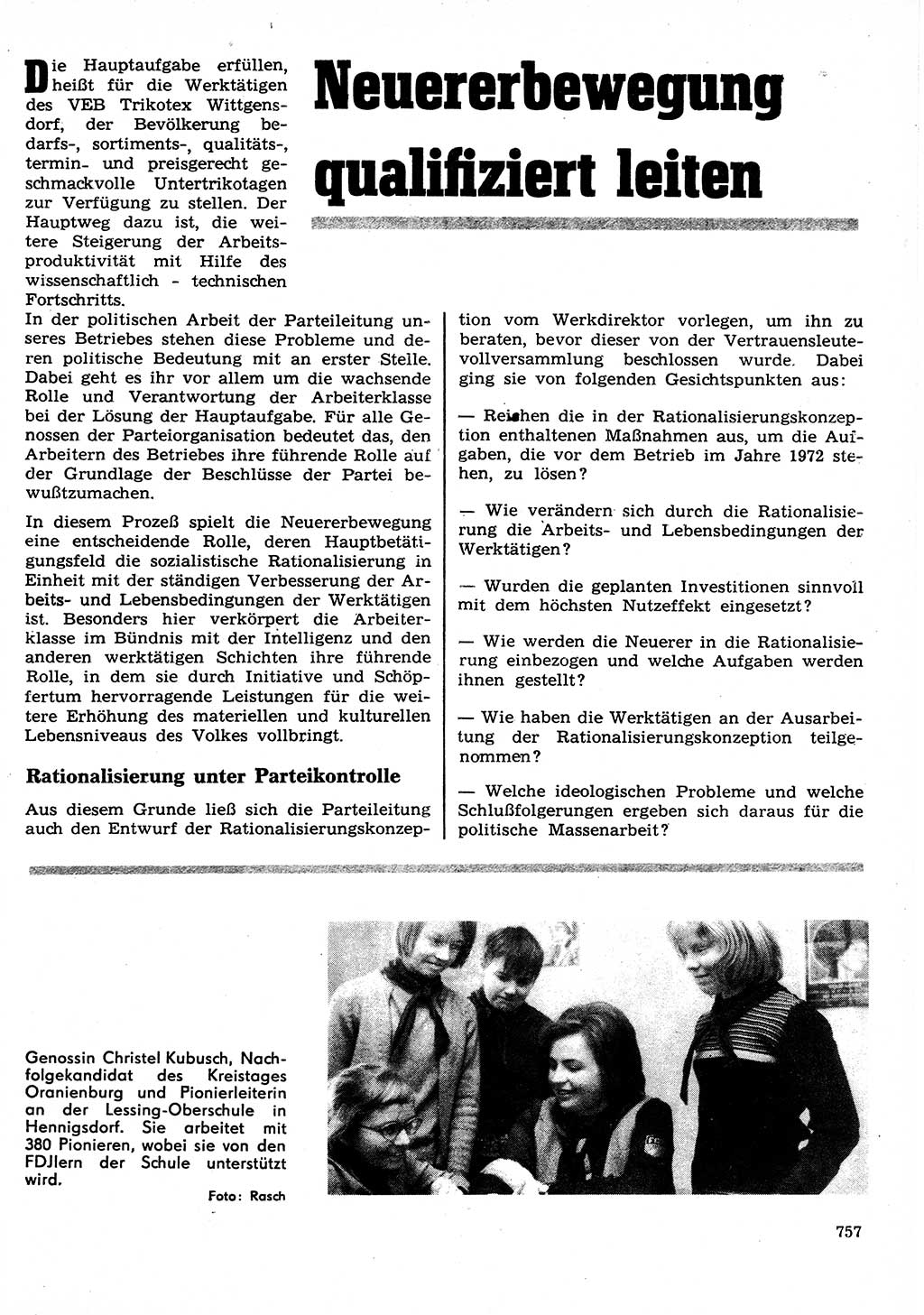 Neuer Weg (NW), Organ des Zentralkomitees (ZK) der SED (Sozialistische Einheitspartei Deutschlands) für Fragen des Parteilebens, 27. Jahrgang [Deutsche Demokratische Republik (DDR)] 1972, Seite 757 (NW ZK SED DDR 1972, S. 757)