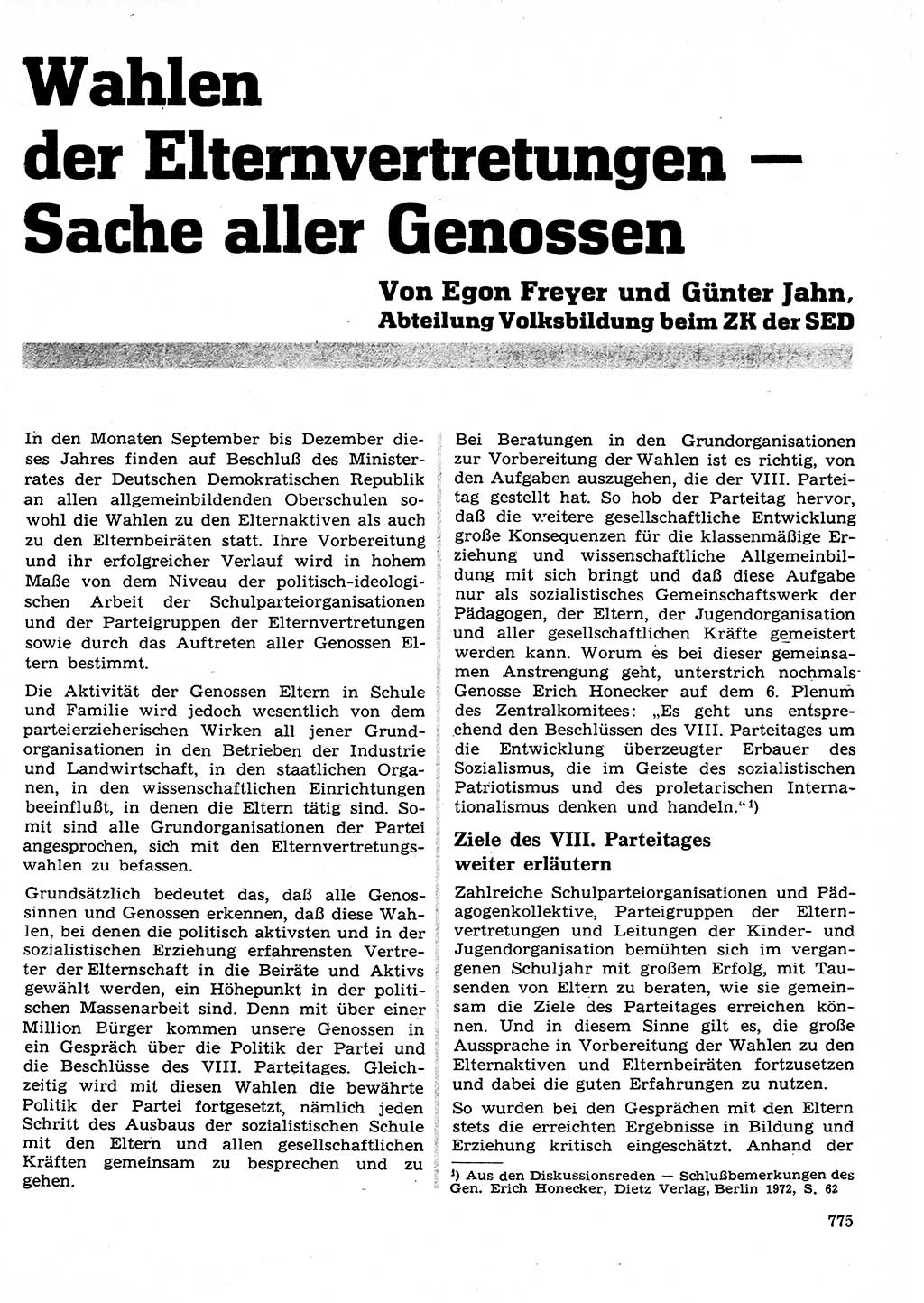 Neuer Weg (NW), Organ des Zentralkomitees (ZK) der SED (Sozialistische Einheitspartei Deutschlands) für Fragen des Parteilebens, 27. Jahrgang [Deutsche Demokratische Republik (DDR)] 1972, Seite 775 (NW ZK SED DDR 1972, S. 775)
