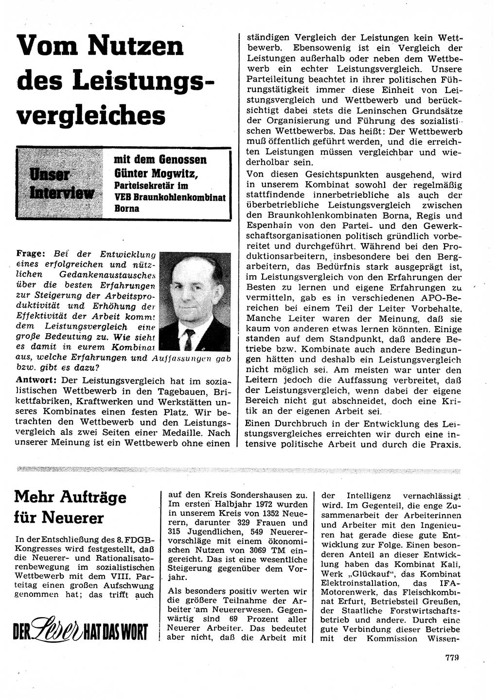 Neuer Weg (NW), Organ des Zentralkomitees (ZK) der SED (Sozialistische Einheitspartei Deutschlands) für Fragen des Parteilebens, 27. Jahrgang [Deutsche Demokratische Republik (DDR)] 1972, Seite 779 (NW ZK SED DDR 1972, S. 779)