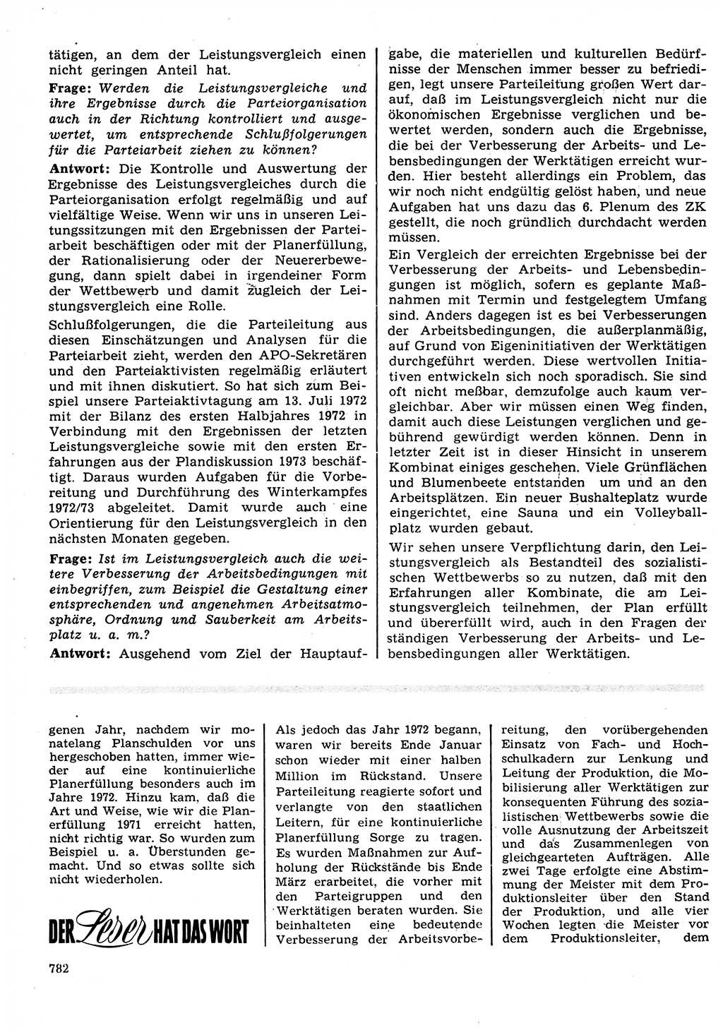 Neuer Weg (NW), Organ des Zentralkomitees (ZK) der SED (Sozialistische Einheitspartei Deutschlands) für Fragen des Parteilebens, 27. Jahrgang [Deutsche Demokratische Republik (DDR)] 1972, Seite 782 (NW ZK SED DDR 1972, S. 782)