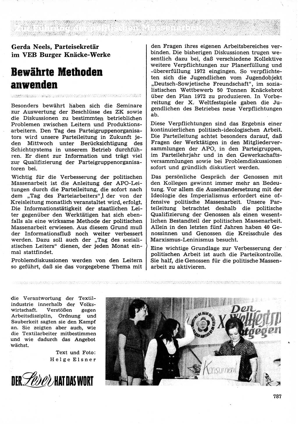 Neuer Weg (NW), Organ des Zentralkomitees (ZK) der SED (Sozialistische Einheitspartei Deutschlands) für Fragen des Parteilebens, 27. Jahrgang [Deutsche Demokratische Republik (DDR)] 1972, Seite 787 (NW ZK SED DDR 1972, S. 787)