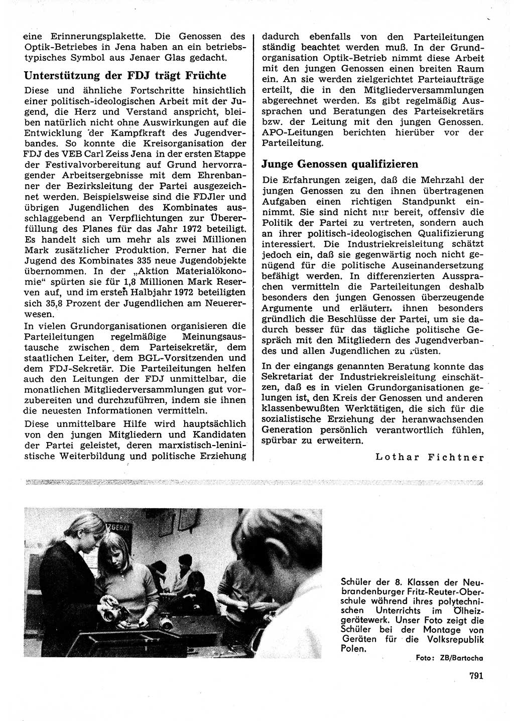 Neuer Weg (NW), Organ des Zentralkomitees (ZK) der SED (Sozialistische Einheitspartei Deutschlands) für Fragen des Parteilebens, 27. Jahrgang [Deutsche Demokratische Republik (DDR)] 1972, Seite 791 (NW ZK SED DDR 1972, S. 791)