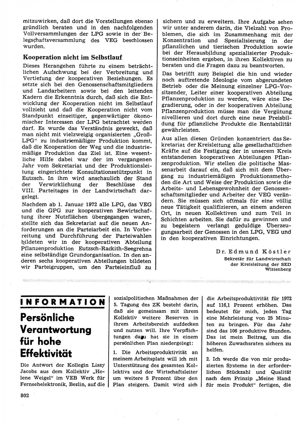 Neuer Weg (NW), Organ des Zentralkomitees (ZK) der SED (Sozialistische Einheitspartei Deutschlands) für Fragen des Parteilebens, 27. Jahrgang [Deutsche Demokratische Republik (DDR)] 1972, Seite 802 (NW ZK SED DDR 1972, S. 802)