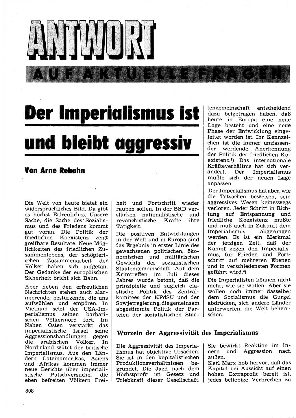 Neuer Weg (NW), Organ des Zentralkomitees (ZK) der SED (Sozialistische Einheitspartei Deutschlands) für Fragen des Parteilebens, 27. Jahrgang [Deutsche Demokratische Republik (DDR)] 1972, Seite 808 (NW ZK SED DDR 1972, S. 808)
