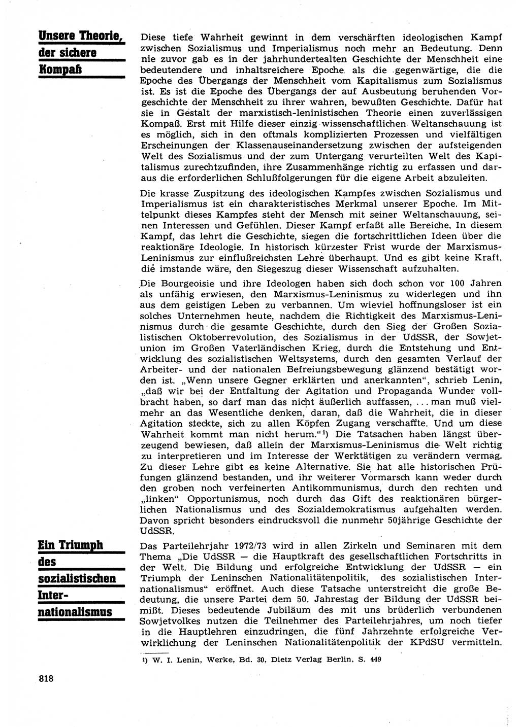 Neuer Weg (NW), Organ des Zentralkomitees (ZK) der SED (Sozialistische Einheitspartei Deutschlands) für Fragen des Parteilebens, 27. Jahrgang [Deutsche Demokratische Republik (DDR)] 1972, Seite 818 (NW ZK SED DDR 1972, S. 818)