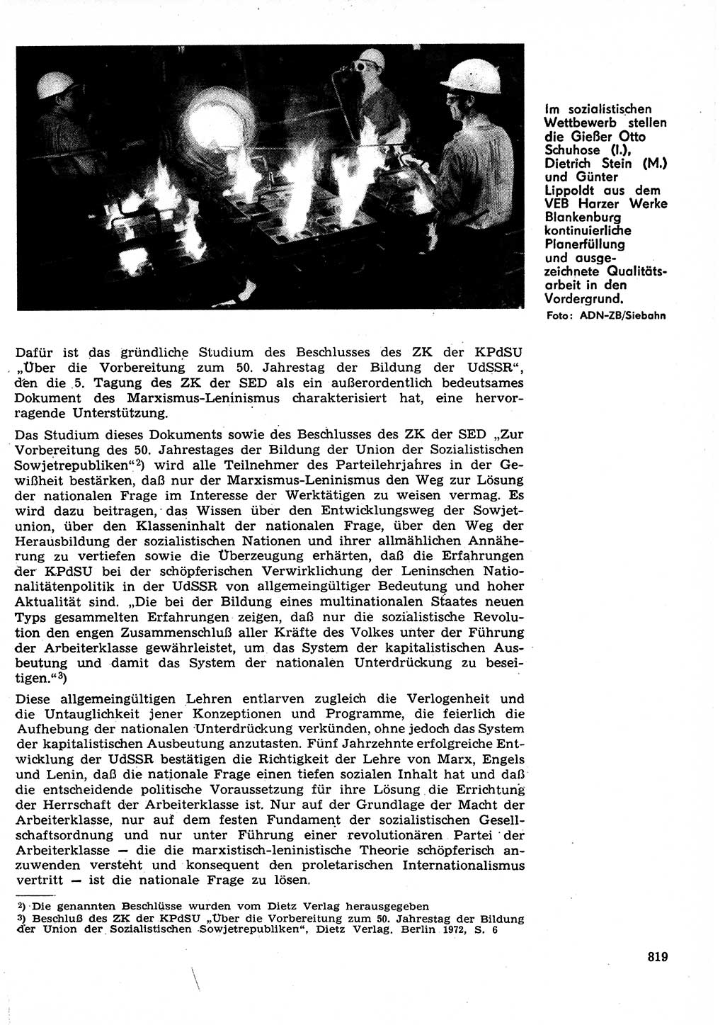 Neuer Weg (NW), Organ des Zentralkomitees (ZK) der SED (Sozialistische Einheitspartei Deutschlands) für Fragen des Parteilebens, 27. Jahrgang [Deutsche Demokratische Republik (DDR)] 1972, Seite 819 (NW ZK SED DDR 1972, S. 819)