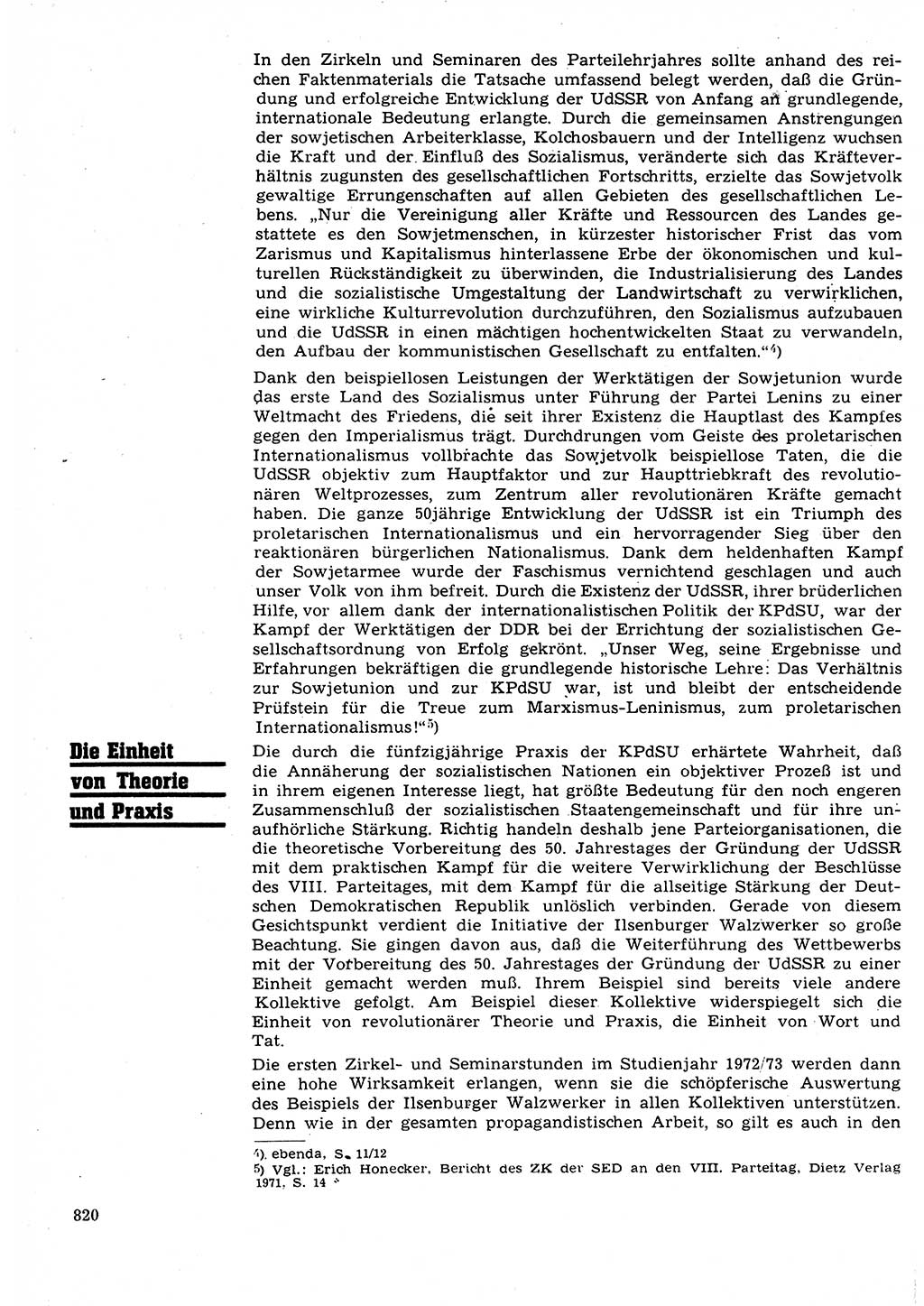Neuer Weg (NW), Organ des Zentralkomitees (ZK) der SED (Sozialistische Einheitspartei Deutschlands) für Fragen des Parteilebens, 27. Jahrgang [Deutsche Demokratische Republik (DDR)] 1972, Seite 820 (NW ZK SED DDR 1972, S. 820)