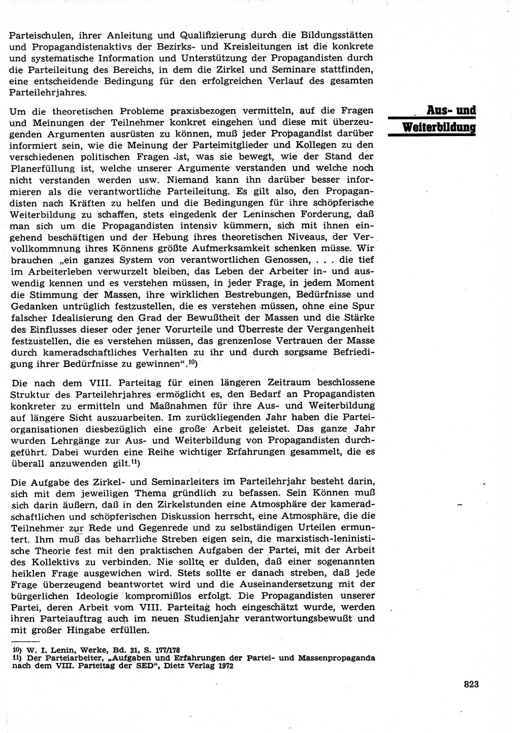Neuer Weg (NW), Organ des Zentralkomitees (ZK) der SED (Sozialistische Einheitspartei Deutschlands) für Fragen des Parteilebens, 27. Jahrgang [Deutsche Demokratische Republik (DDR)] 1972, Seite 823 (NW ZK SED DDR 1972, S. 823)