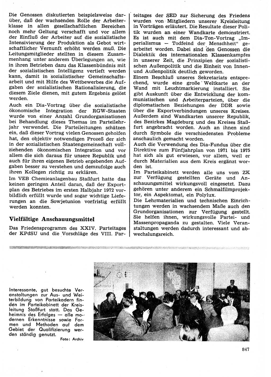 Neuer Weg (NW), Organ des Zentralkomitees (ZK) der SED (Sozialistische Einheitspartei Deutschlands) für Fragen des Parteilebens, 27. Jahrgang [Deutsche Demokratische Republik (DDR)] 1972, Seite 847 (NW ZK SED DDR 1972, S. 847)