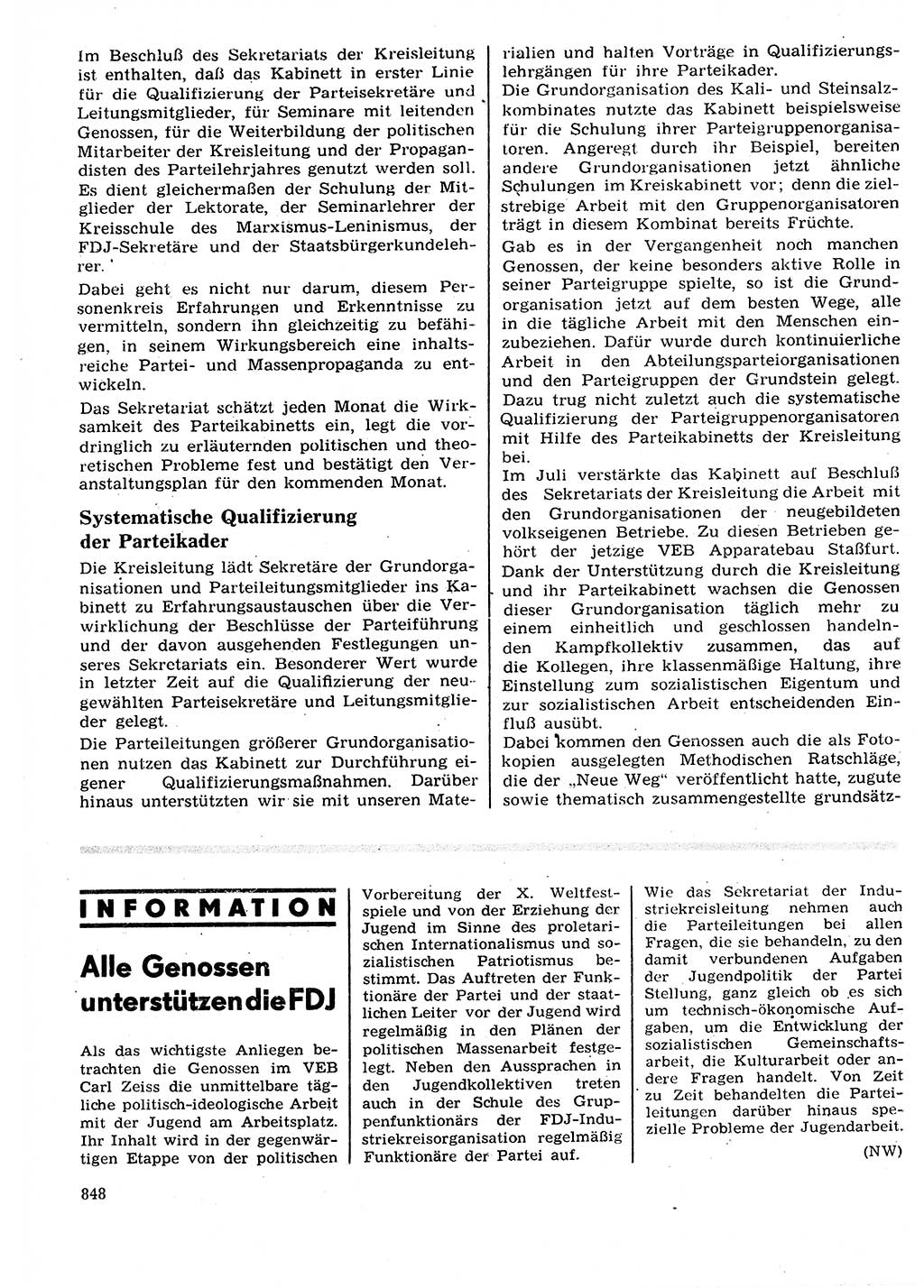 Neuer Weg (NW), Organ des Zentralkomitees (ZK) der SED (Sozialistische Einheitspartei Deutschlands) für Fragen des Parteilebens, 27. Jahrgang [Deutsche Demokratische Republik (DDR)] 1972, Seite 848 (NW ZK SED DDR 1972, S. 848)