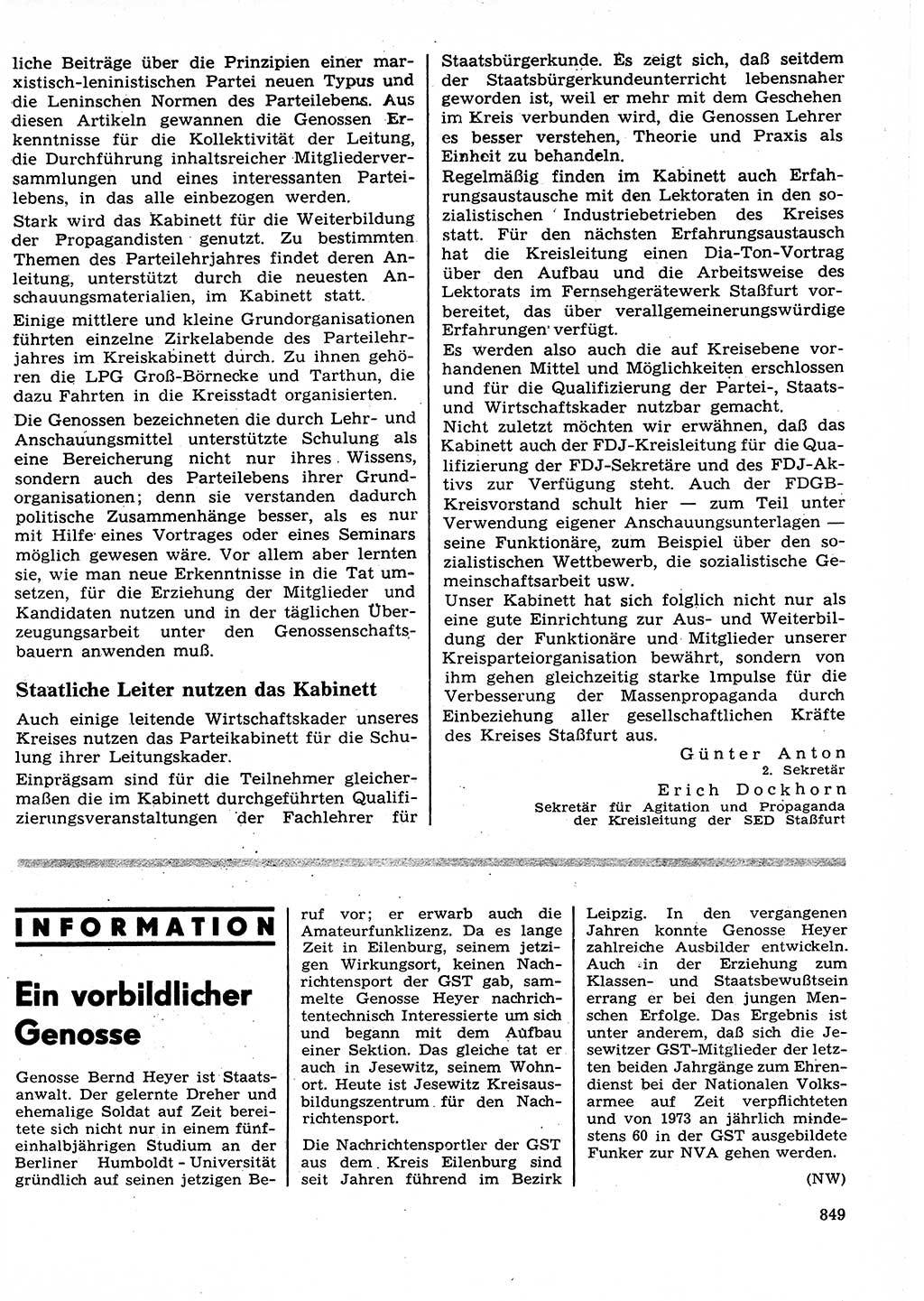 Neuer Weg (NW), Organ des Zentralkomitees (ZK) der SED (Sozialistische Einheitspartei Deutschlands) für Fragen des Parteilebens, 27. Jahrgang [Deutsche Demokratische Republik (DDR)] 1972, Seite 849 (NW ZK SED DDR 1972, S. 849)