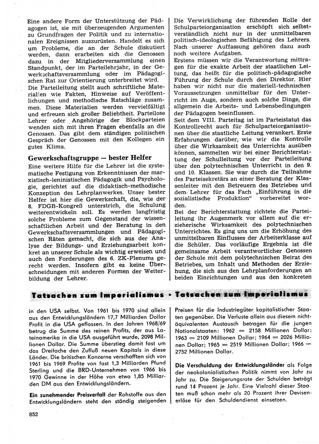 Neuer Weg (NW), Organ des Zentralkomitees (ZK) der SED (Sozialistische Einheitspartei Deutschlands) für Fragen des Parteilebens, 27. Jahrgang [Deutsche Demokratische Republik (DDR)] 1972, Seite 852 (NW ZK SED DDR 1972, S. 852)