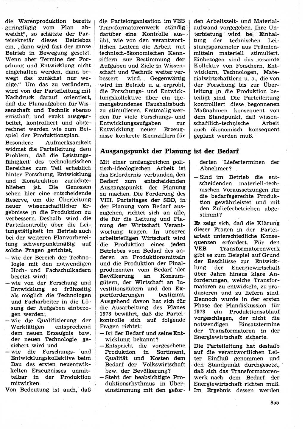 Neuer Weg (NW), Organ des Zentralkomitees (ZK) der SED (Sozialistische Einheitspartei Deutschlands) für Fragen des Parteilebens, 27. Jahrgang [Deutsche Demokratische Republik (DDR)] 1972, Seite 855 (NW ZK SED DDR 1972, S. 855)
