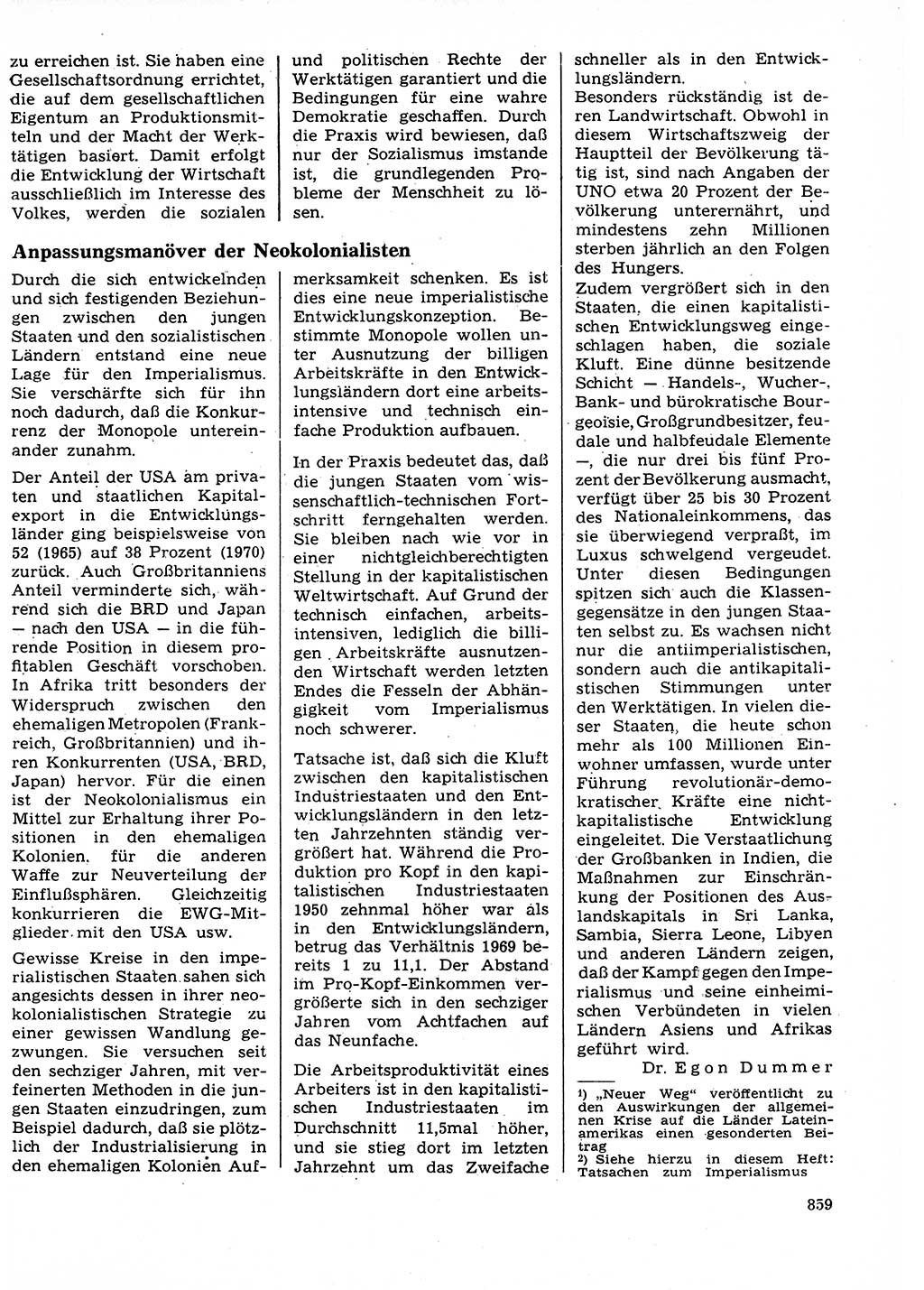 Neuer Weg (NW), Organ des Zentralkomitees (ZK) der SED (Sozialistische Einheitspartei Deutschlands) für Fragen des Parteilebens, 27. Jahrgang [Deutsche Demokratische Republik (DDR)] 1972, Seite 859 (NW ZK SED DDR 1972, S. 859)