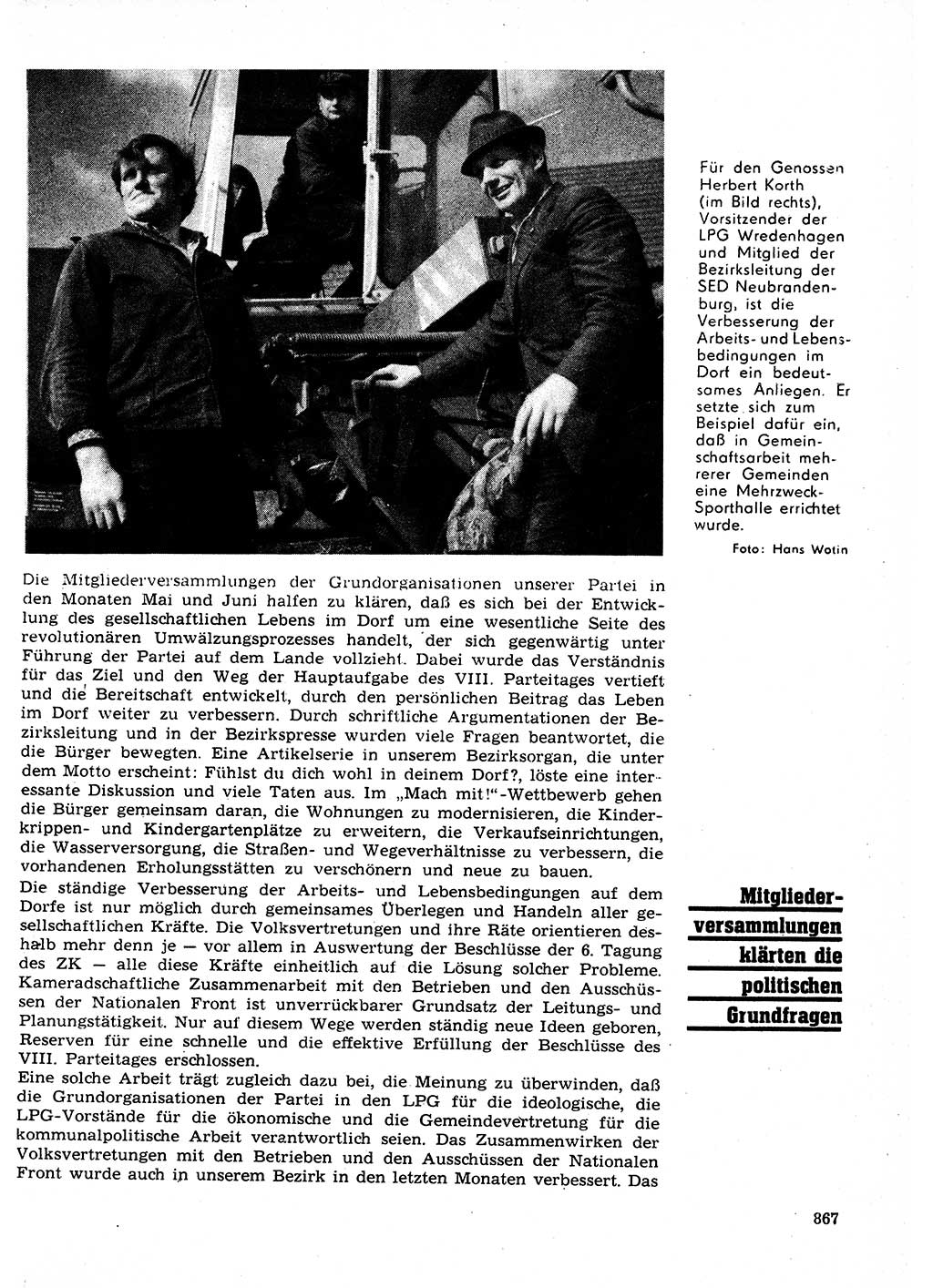 Neuer Weg (NW), Organ des Zentralkomitees (ZK) der SED (Sozialistische Einheitspartei Deutschlands) für Fragen des Parteilebens, 27. Jahrgang [Deutsche Demokratische Republik (DDR)] 1972, Seite 867 (NW ZK SED DDR 1972, S. 867)
