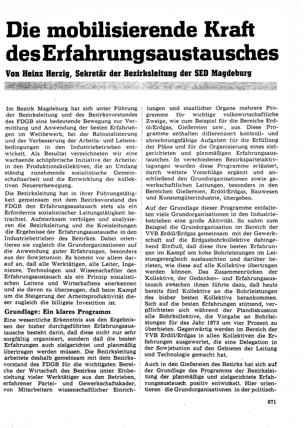 Neuer Weg (NW), Organ des Zentralkomitees (ZK) der SED (Sozialistische Einheitspartei Deutschlands) für Fragen des Parteilebens, 27. Jahrgang [Deutsche Demokratische Republik (DDR)] 1972, Seite 871 (NW ZK SED DDR 1972, S. 871)