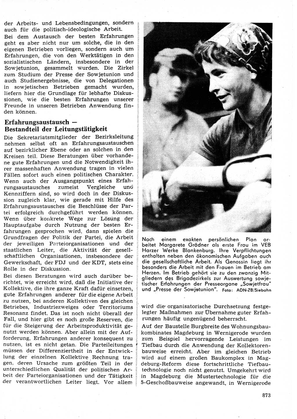 Neuer Weg (NW), Organ des Zentralkomitees (ZK) der SED (Sozialistische Einheitspartei Deutschlands) für Fragen des Parteilebens, 27. Jahrgang [Deutsche Demokratische Republik (DDR)] 1972, Seite 873 (NW ZK SED DDR 1972, S. 873)