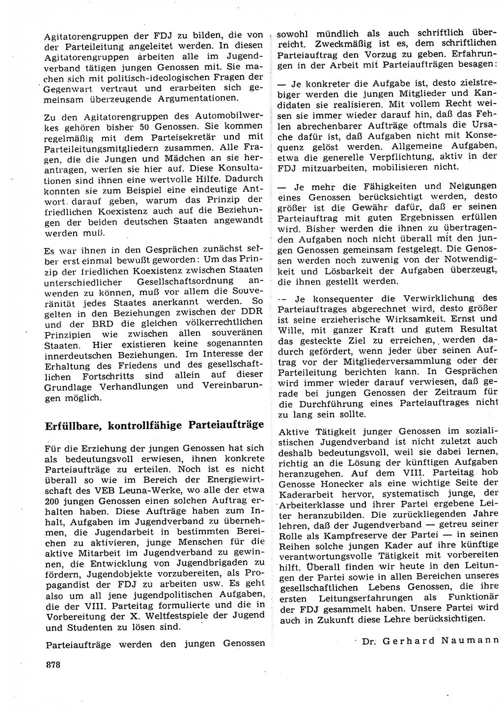 Neuer Weg (NW), Organ des Zentralkomitees (ZK) der SED (Sozialistische Einheitspartei Deutschlands) für Fragen des Parteilebens, 27. Jahrgang [Deutsche Demokratische Republik (DDR)] 1972, Seite 878 (NW ZK SED DDR 1972, S. 878)