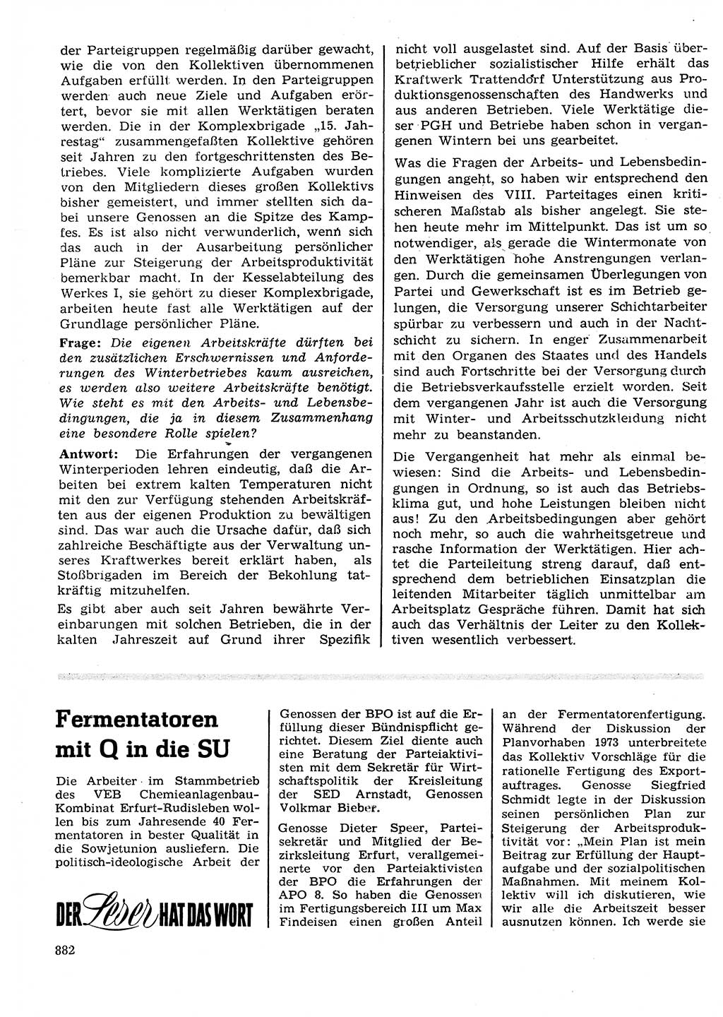 Neuer Weg (NW), Organ des Zentralkomitees (ZK) der SED (Sozialistische Einheitspartei Deutschlands) für Fragen des Parteilebens, 27. Jahrgang [Deutsche Demokratische Republik (DDR)] 1972, Seite 882 (NW ZK SED DDR 1972, S. 882)