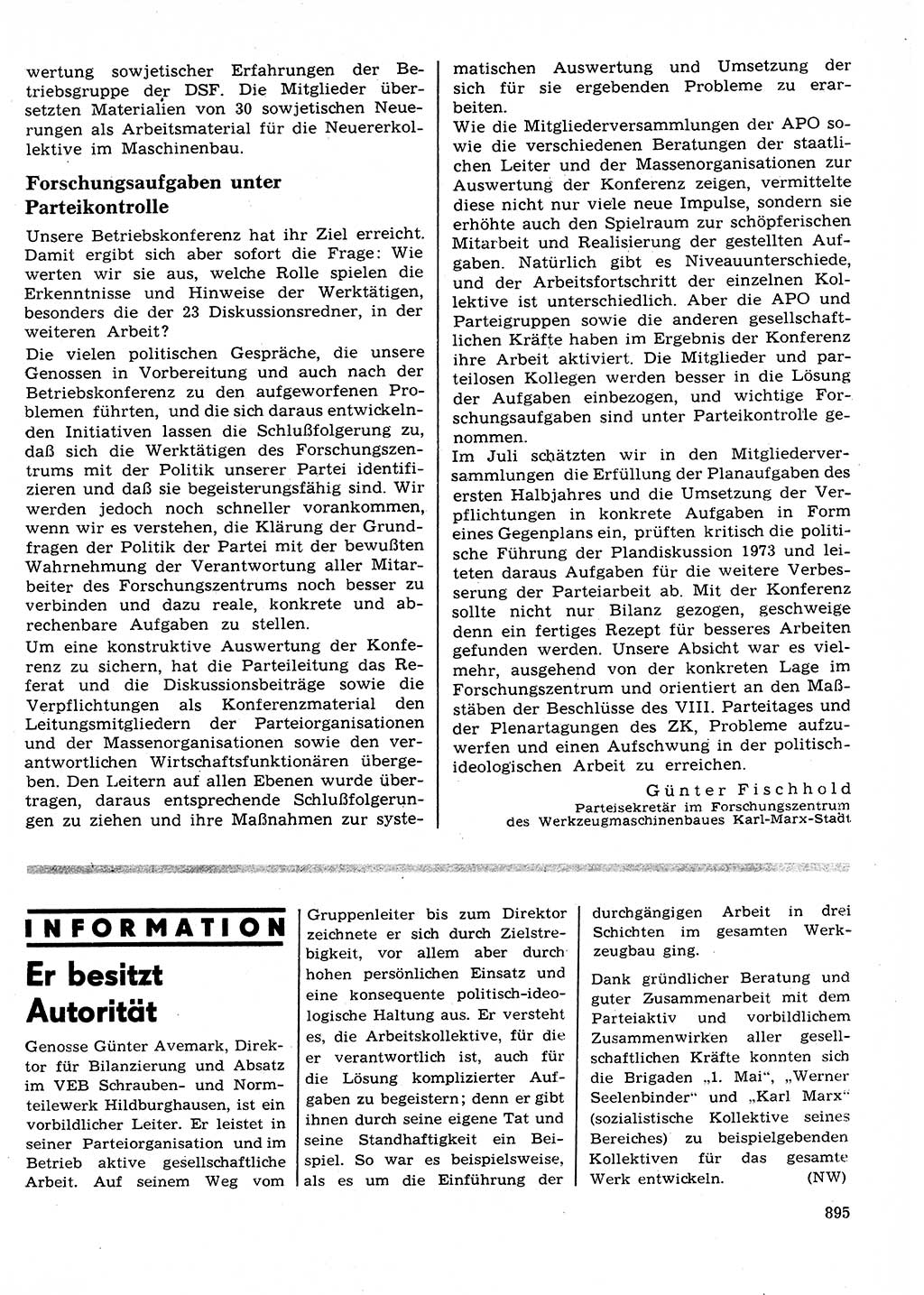 Neuer Weg (NW), Organ des Zentralkomitees (ZK) der SED (Sozialistische Einheitspartei Deutschlands) für Fragen des Parteilebens, 27. Jahrgang [Deutsche Demokratische Republik (DDR)] 1972, Seite 895 (NW ZK SED DDR 1972, S. 895)