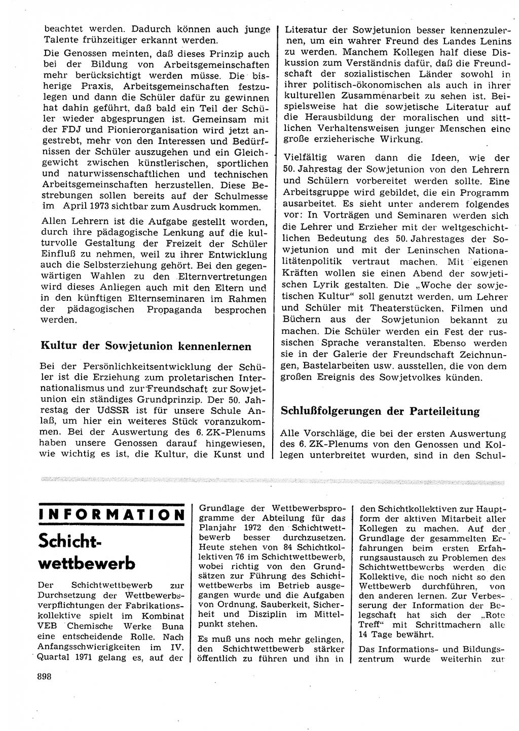 Neuer Weg (NW), Organ des Zentralkomitees (ZK) der SED (Sozialistische Einheitspartei Deutschlands) für Fragen des Parteilebens, 27. Jahrgang [Deutsche Demokratische Republik (DDR)] 1972, Seite 898 (NW ZK SED DDR 1972, S. 898)