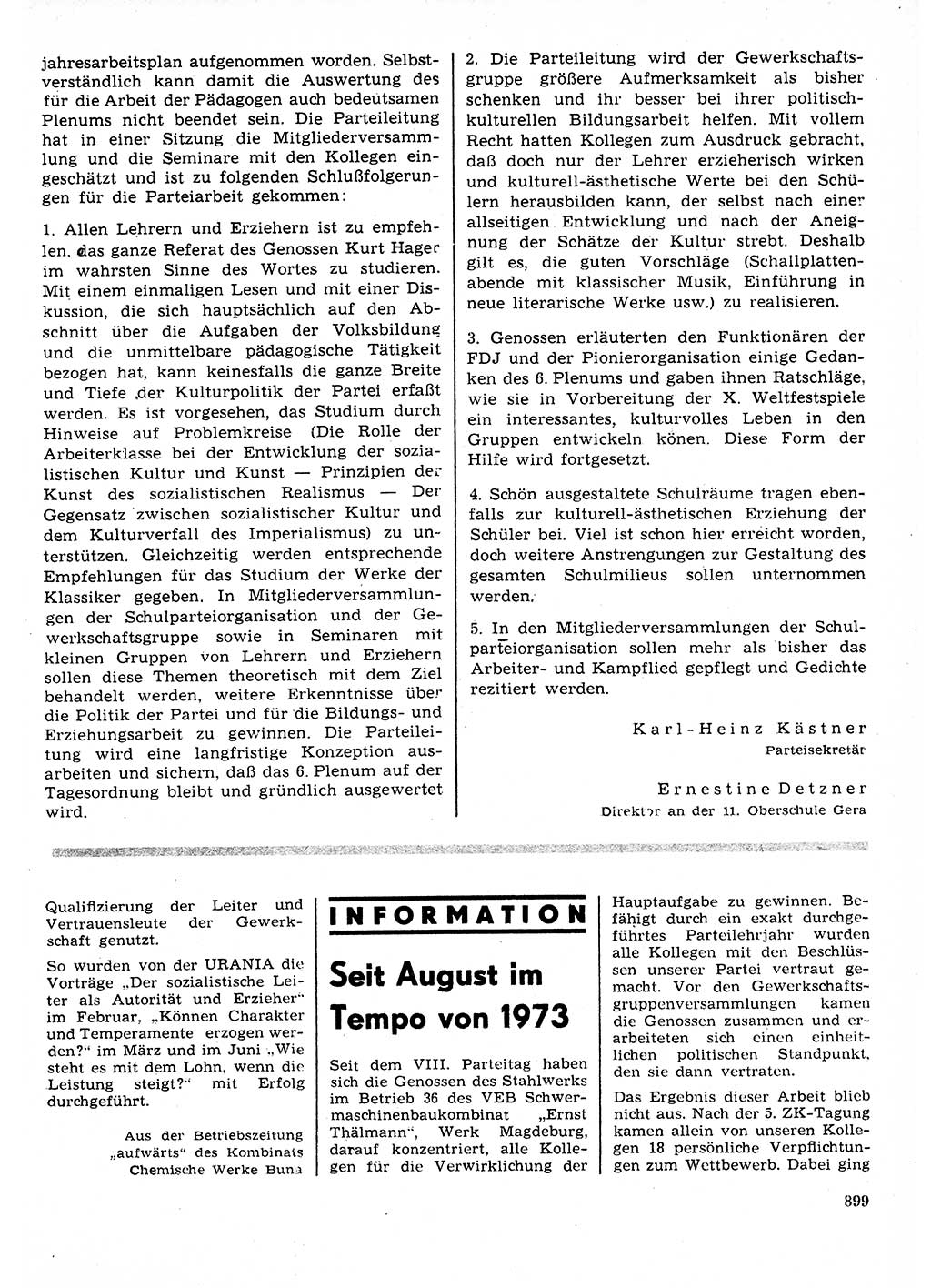 Neuer Weg (NW), Organ des Zentralkomitees (ZK) der SED (Sozialistische Einheitspartei Deutschlands) für Fragen des Parteilebens, 27. Jahrgang [Deutsche Demokratische Republik (DDR)] 1972, Seite 899 (NW ZK SED DDR 1972, S. 899)