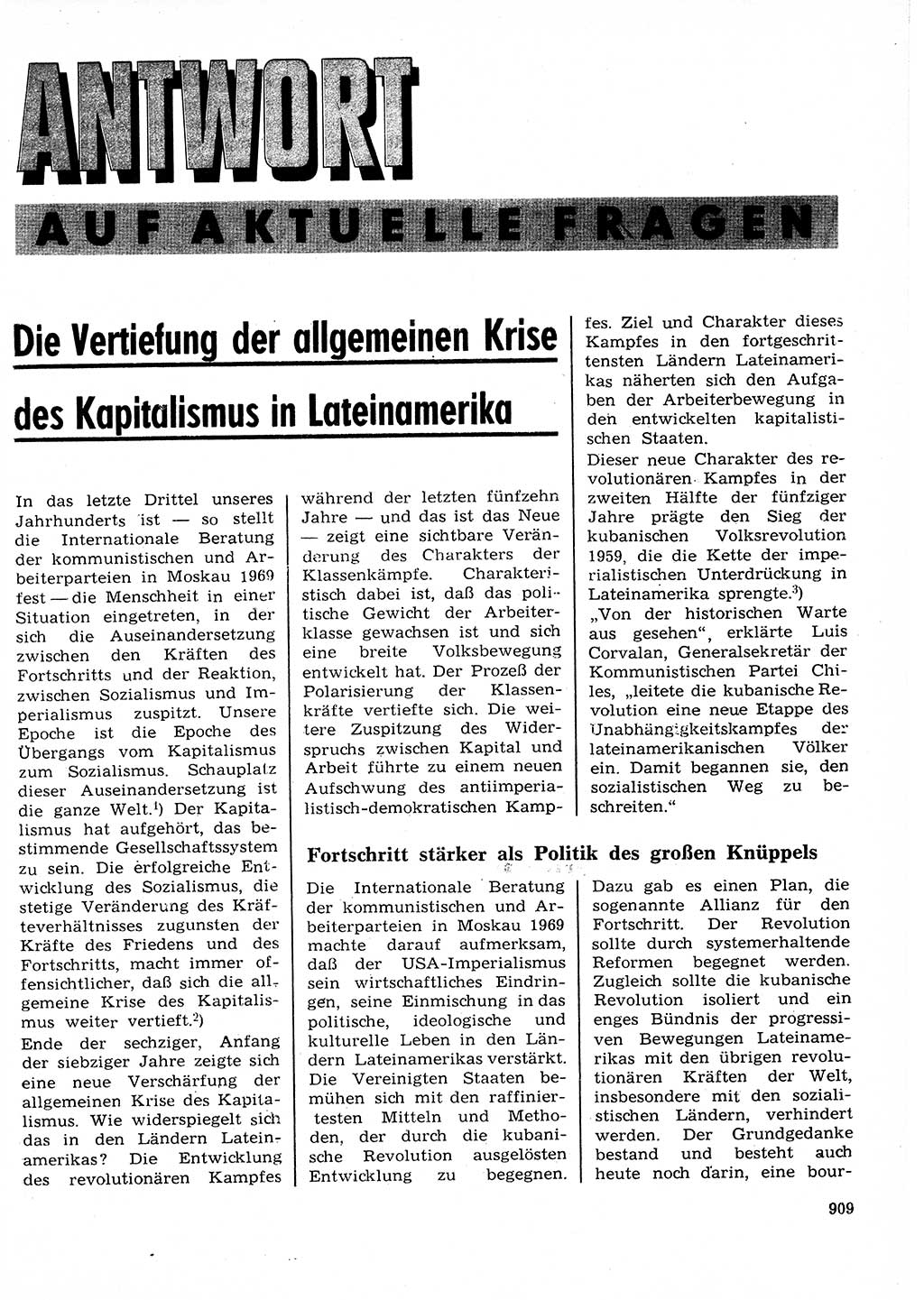 Neuer Weg (NW), Organ des Zentralkomitees (ZK) der SED (Sozialistische Einheitspartei Deutschlands) für Fragen des Parteilebens, 27. Jahrgang [Deutsche Demokratische Republik (DDR)] 1972, Seite 909 (NW ZK SED DDR 1972, S. 909)