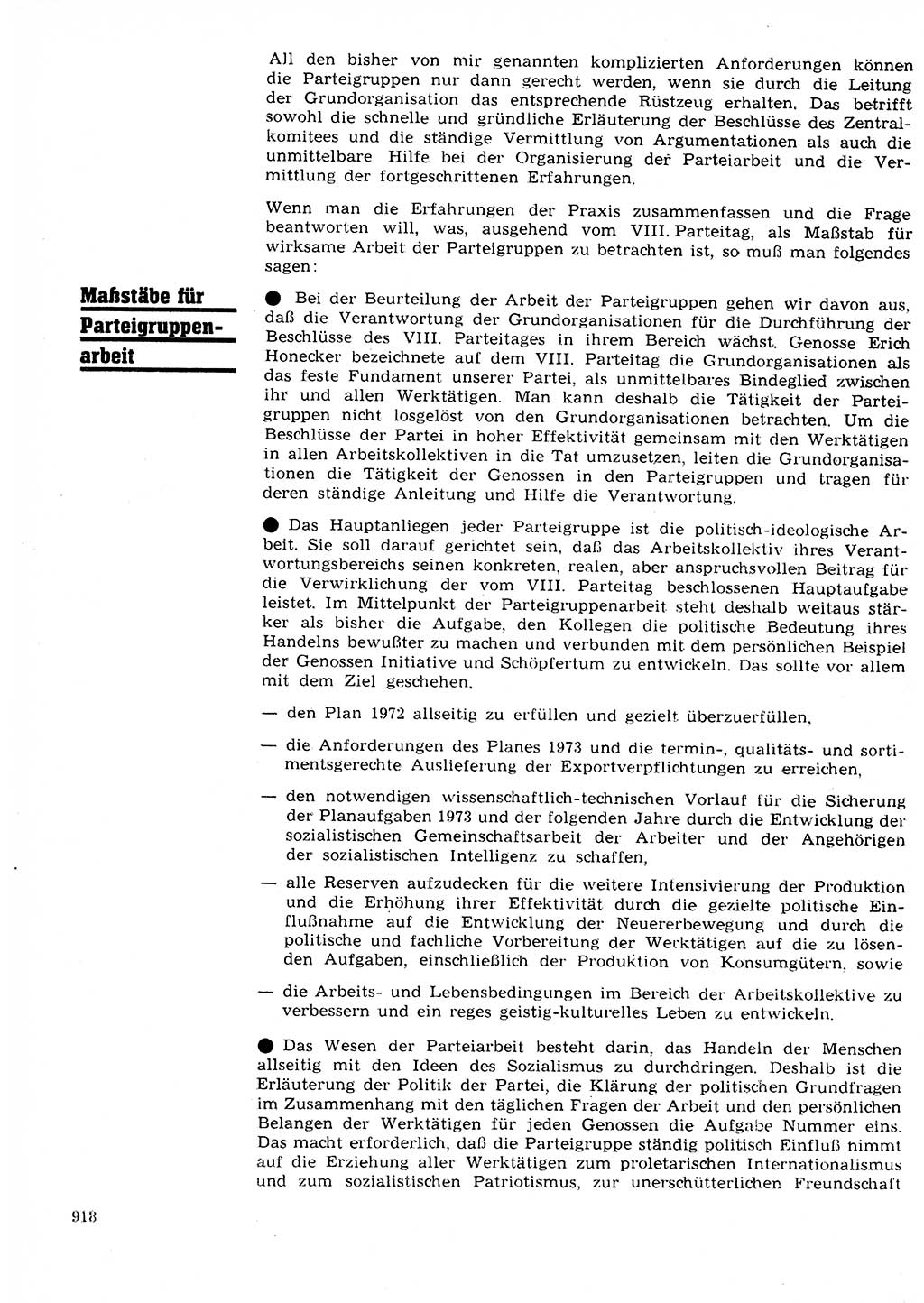 Neuer Weg (NW), Organ des Zentralkomitees (ZK) der SED (Sozialistische Einheitspartei Deutschlands) für Fragen des Parteilebens, 27. Jahrgang [Deutsche Demokratische Republik (DDR)] 1972, Seite 918 (NW ZK SED DDR 1972, S. 918)