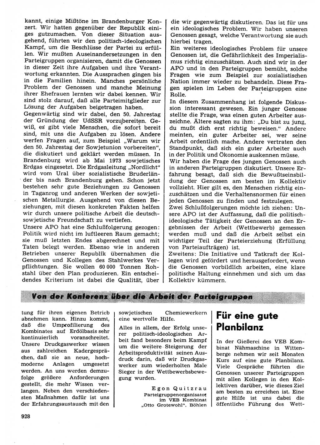 Neuer Weg (NW), Organ des Zentralkomitees (ZK) der SED (Sozialistische Einheitspartei Deutschlands) für Fragen des Parteilebens, 27. Jahrgang [Deutsche Demokratische Republik (DDR)] 1972, Seite 928 (NW ZK SED DDR 1972, S. 928)