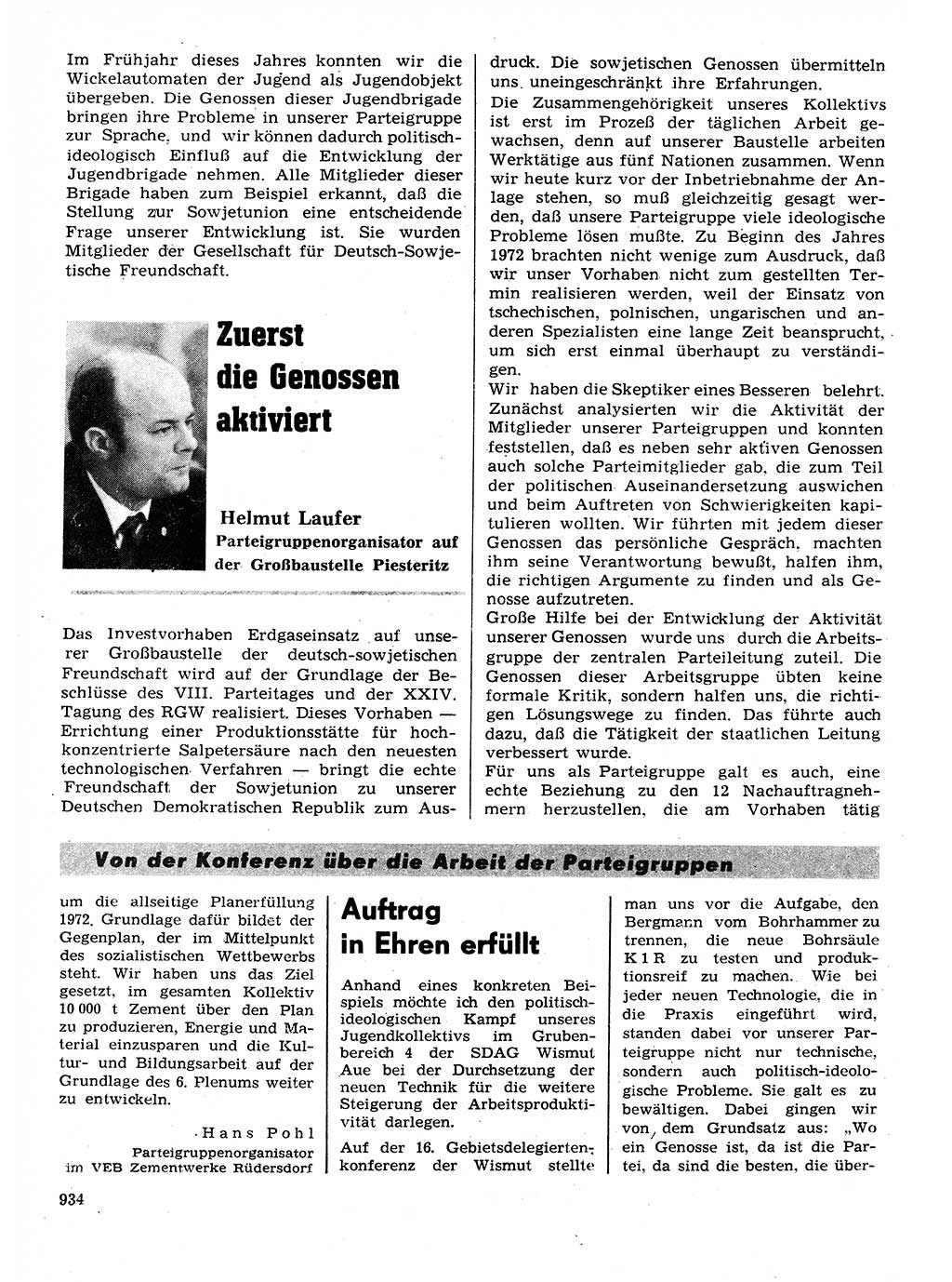 Neuer Weg (NW), Organ des Zentralkomitees (ZK) der SED (Sozialistische Einheitspartei Deutschlands) für Fragen des Parteilebens, 27. Jahrgang [Deutsche Demokratische Republik (DDR)] 1972, Seite 934 (NW ZK SED DDR 1972, S. 934)