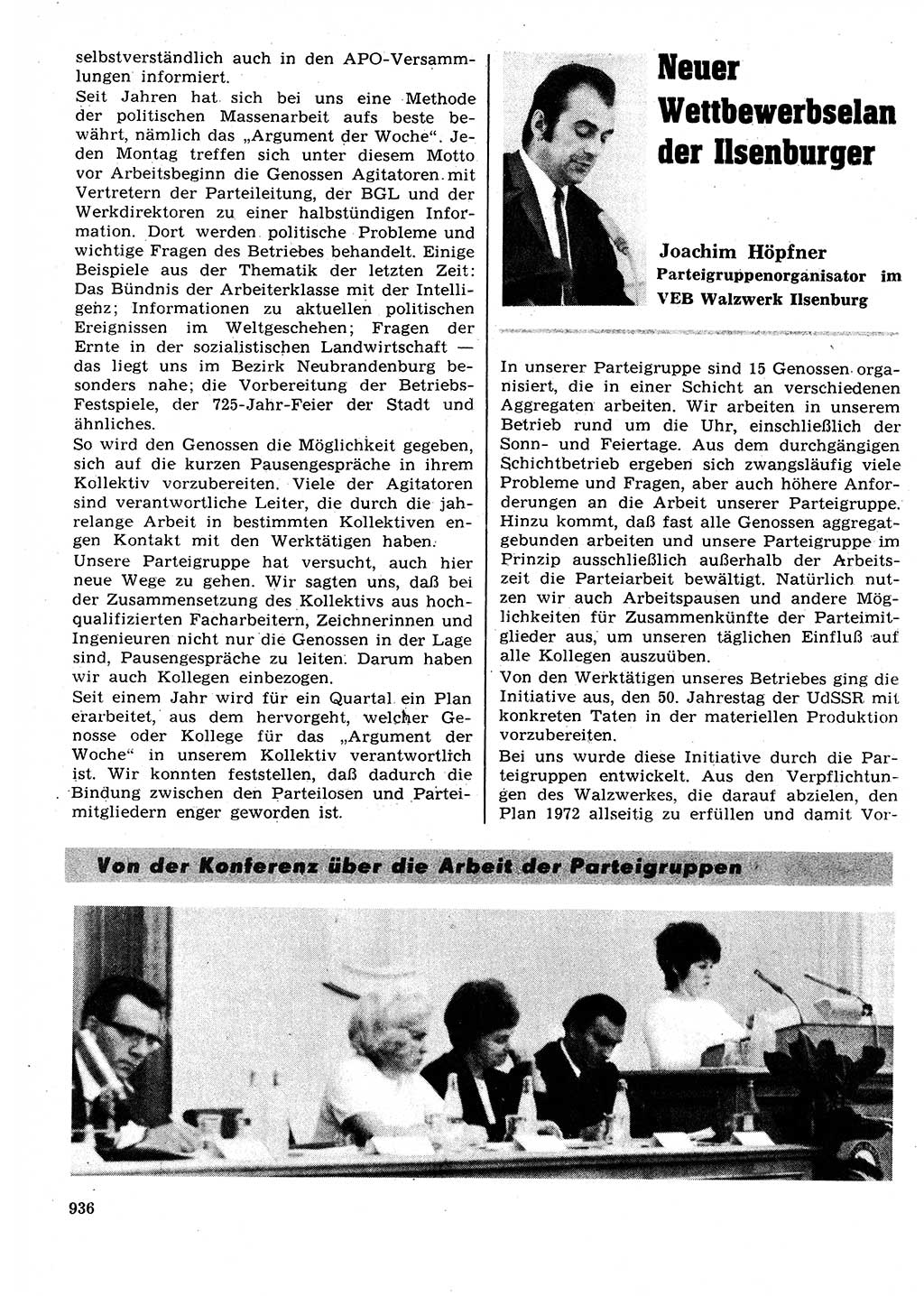 Neuer Weg (NW), Organ des Zentralkomitees (ZK) der SED (Sozialistische Einheitspartei Deutschlands) für Fragen des Parteilebens, 27. Jahrgang [Deutsche Demokratische Republik (DDR)] 1972, Seite 936 (NW ZK SED DDR 1972, S. 936)