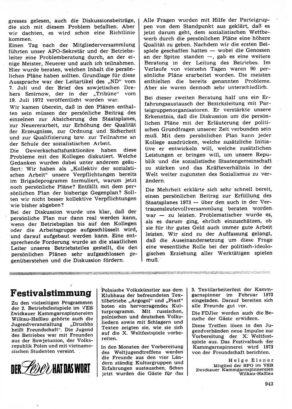 Neuer Weg (NW), Organ des Zentralkomitees (ZK) der SED (Sozialistische Einheitspartei Deutschlands) für Fragen des Parteilebens, 27. Jahrgang [Deutsche Demokratische Republik (DDR)] 1972, Seite 943 (NW ZK SED DDR 1972, S. 943)