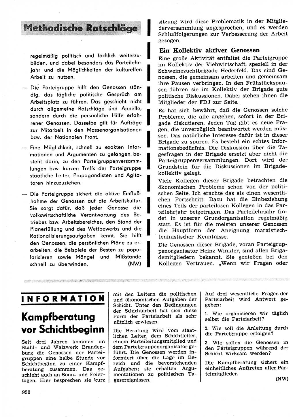 Neuer Weg (NW), Organ des Zentralkomitees (ZK) der SED (Sozialistische Einheitspartei Deutschlands) für Fragen des Parteilebens, 27. Jahrgang [Deutsche Demokratische Republik (DDR)] 1972, Seite 950 (NW ZK SED DDR 1972, S. 950)
