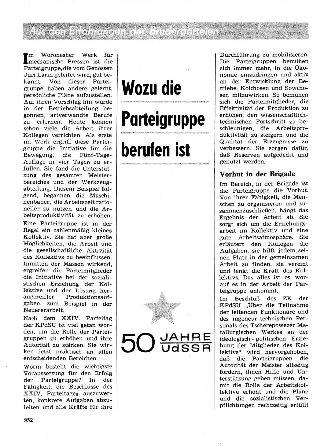 Neuer Weg (NW), Organ des Zentralkomitees (ZK) der SED (Sozialistische Einheitspartei Deutschlands) für Fragen des Parteilebens, 27. Jahrgang [Deutsche Demokratische Republik (DDR)] 1972, Seite 952 (NW ZK SED DDR 1972, S. 952)