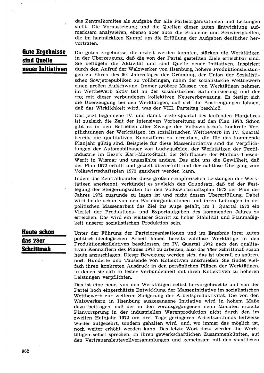Neuer Weg (NW), Organ des Zentralkomitees (ZK) der SED (Sozialistische Einheitspartei Deutschlands) für Fragen des Parteilebens, 27. Jahrgang [Deutsche Demokratische Republik (DDR)] 1972, Seite 962 (NW ZK SED DDR 1972, S. 962)